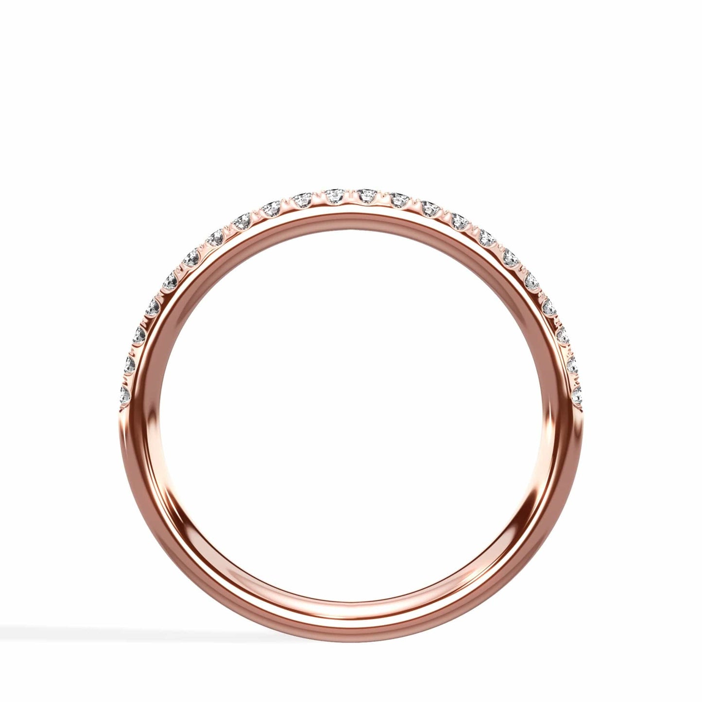 Pave diamond wedding band, 14k rose gold, 0.30ct, 1.8mm