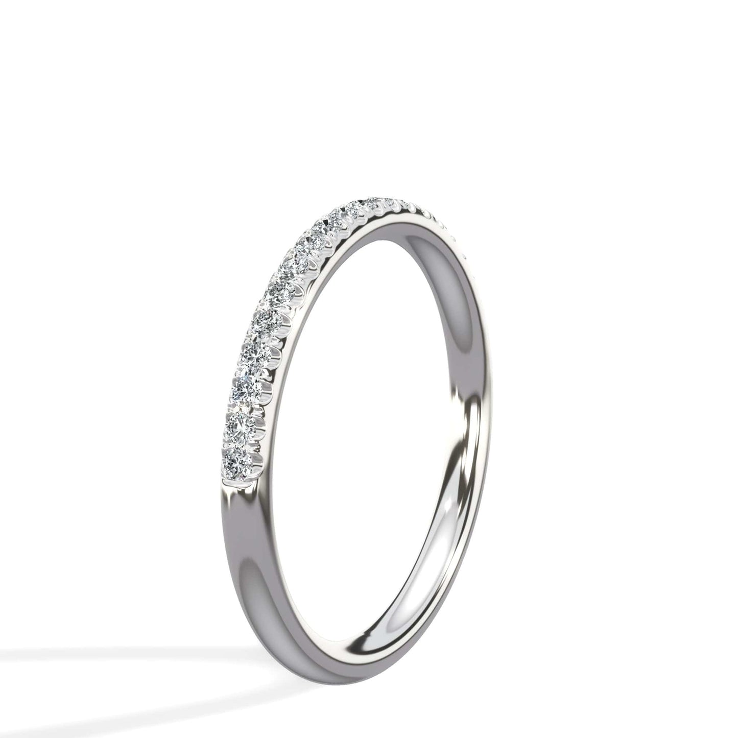 Pave diamond wedding band in 14K white gold