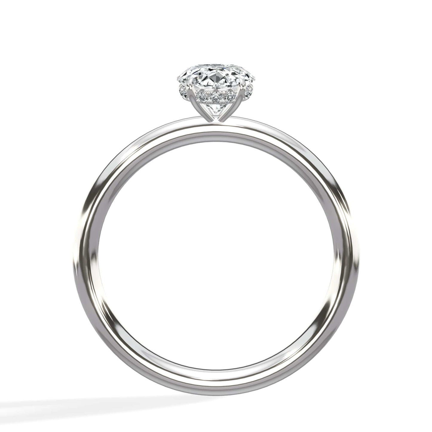 1.10 Carats Lab Grown Oval Cut Solitaire Hidden Halo Diamond Engagement Ring