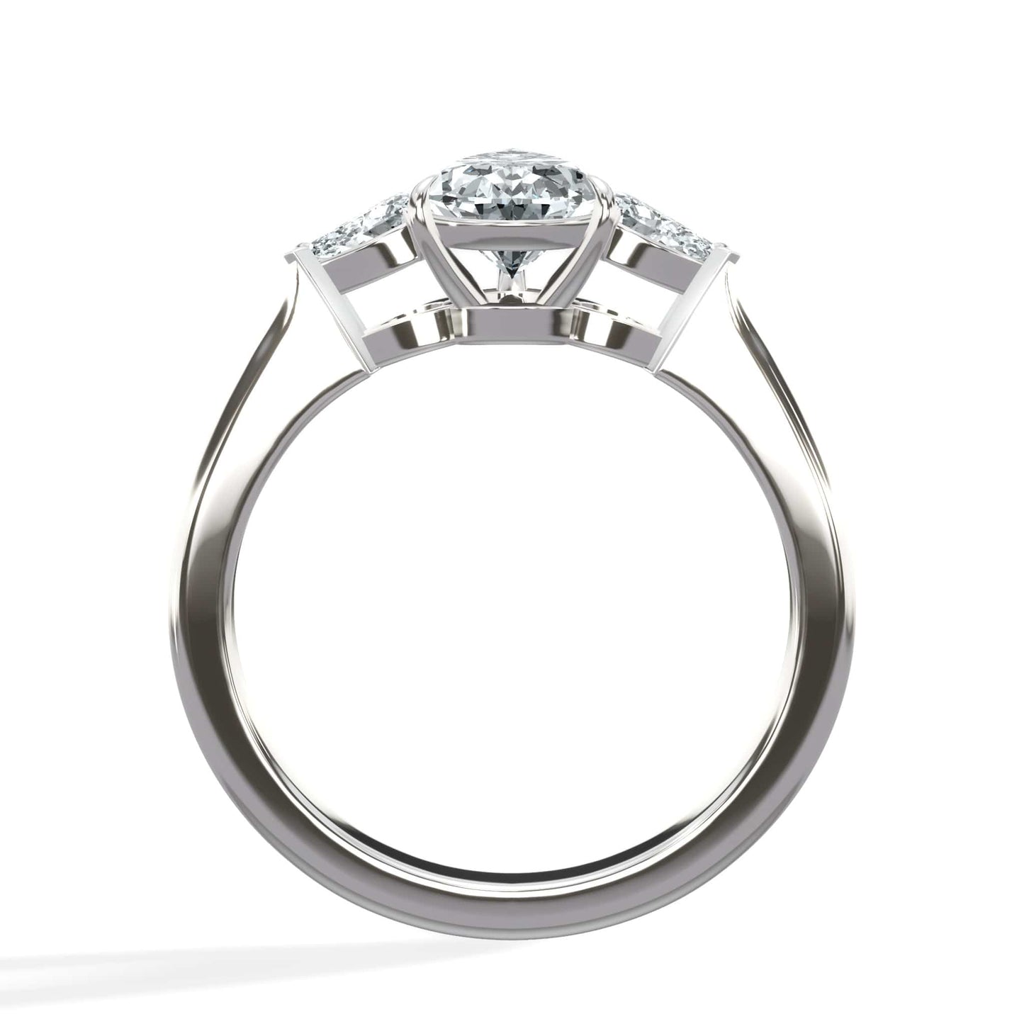 1.22 Carats Lab Grown Pear Shape with Pear Shape Side Stones Diamond Engagement Ring