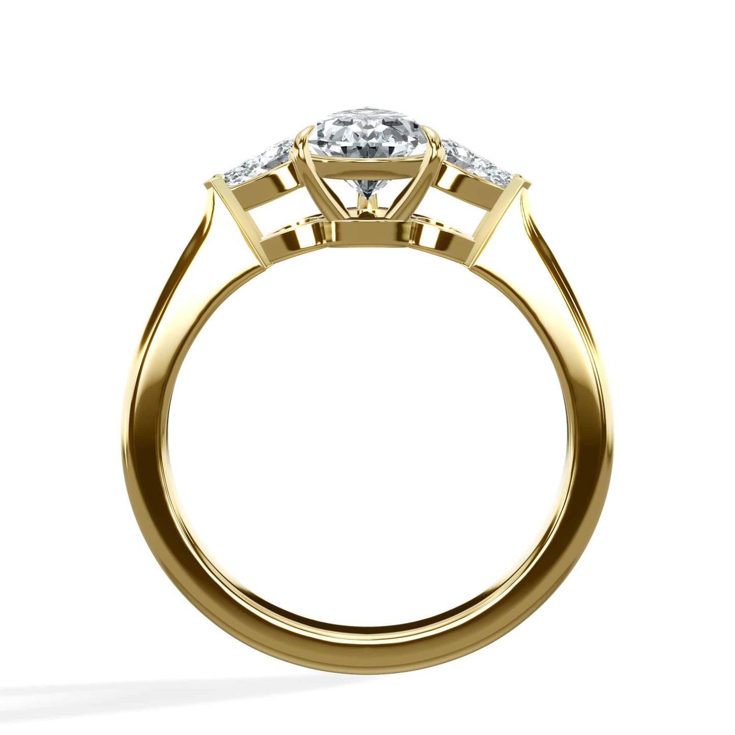 1.28 Carats Lab Grown Pear Shape with Pear Shape Side Stones Diamond Engagement Ring