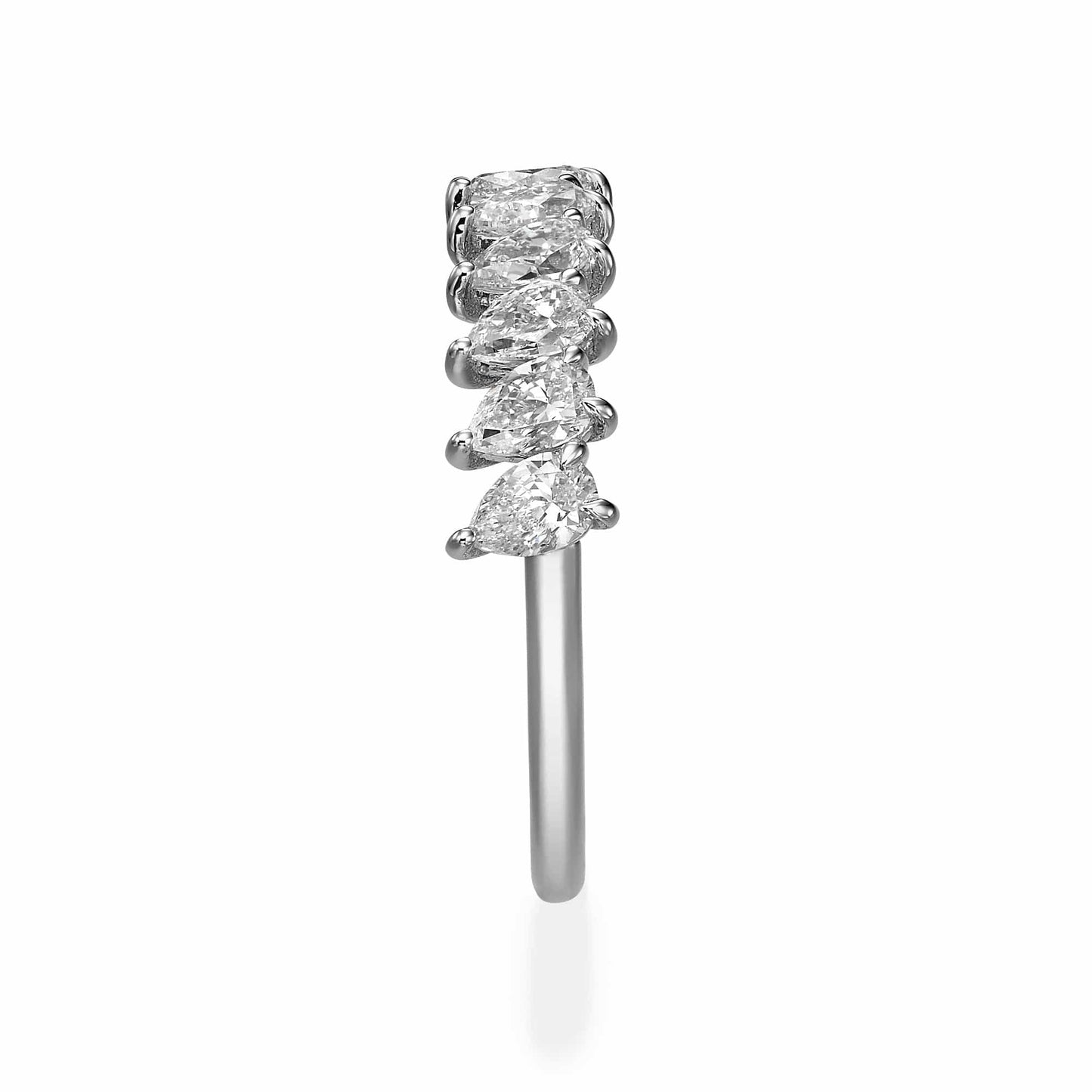 Diamond ring with pear-shaped stones.