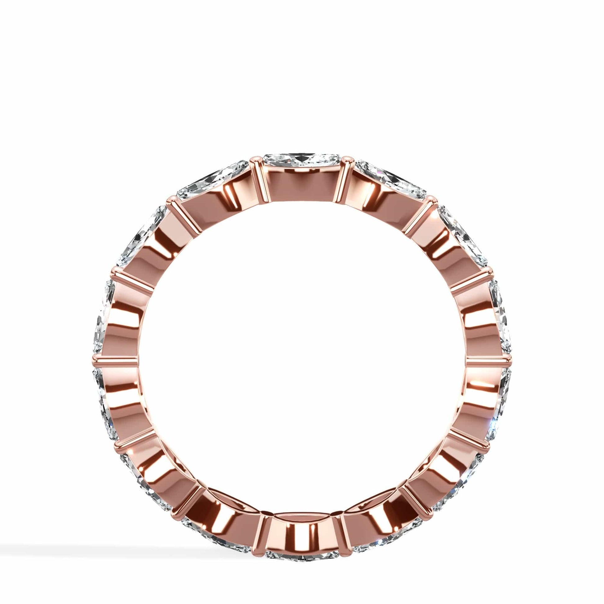 Rose gold ring with diamonds.
