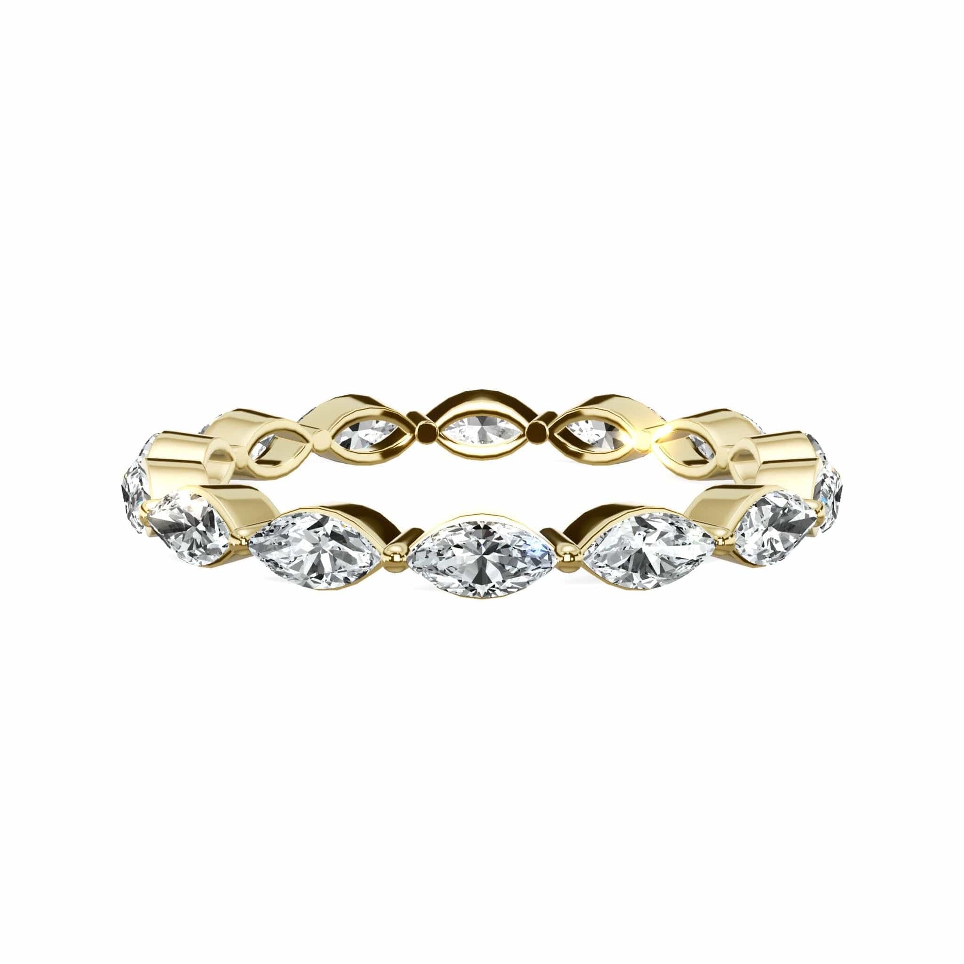 Gold ring with marquise-cut diamonds.