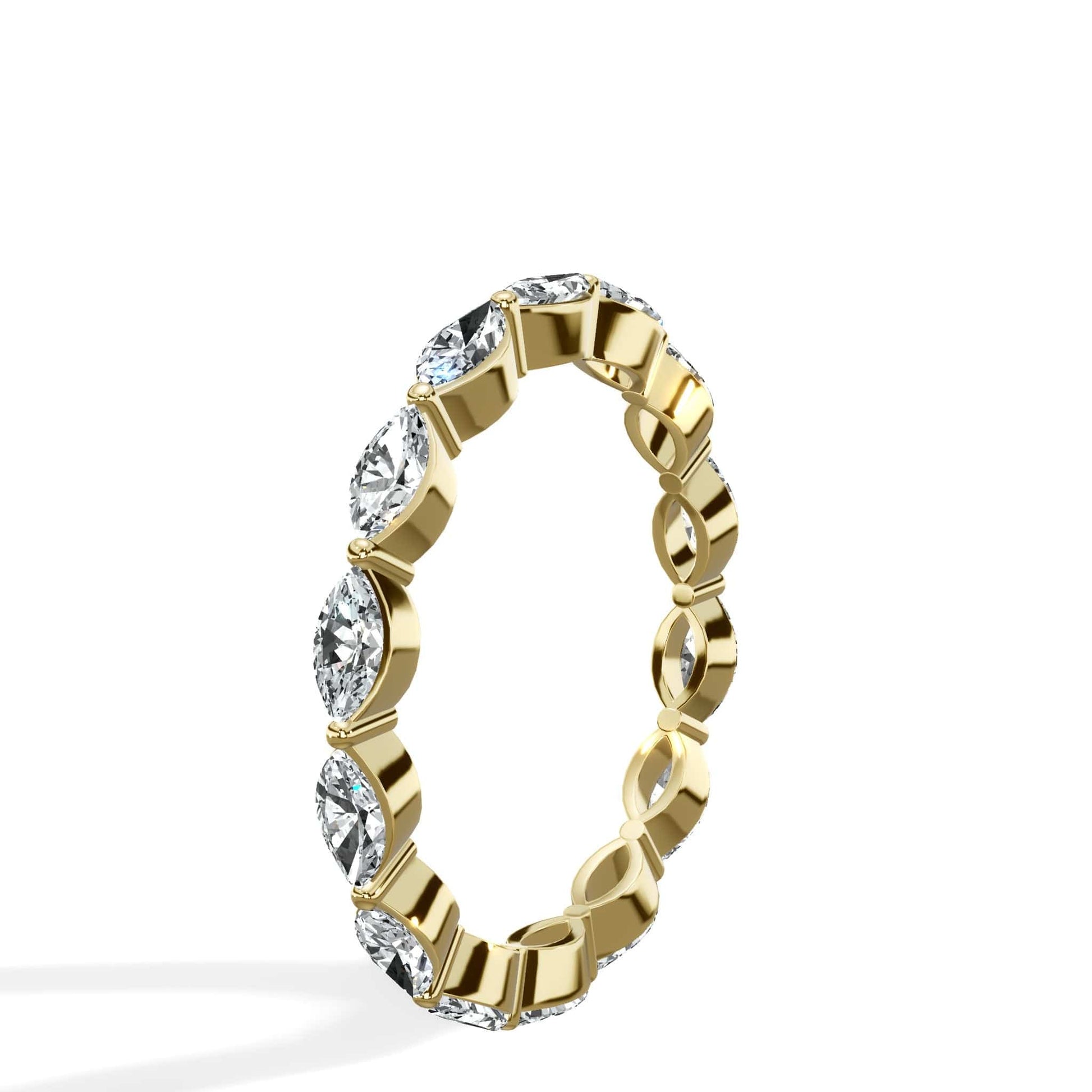 Gold ring with marquise-cut diamonds.