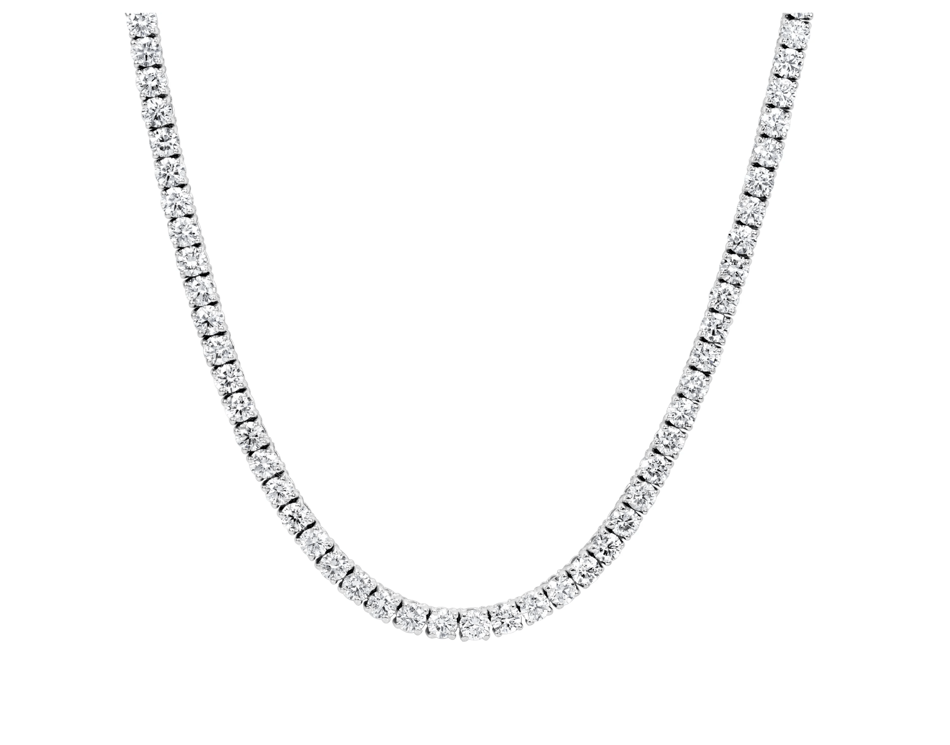 10ct lab grown diamond tennis necklace, 4-prong, zoom in