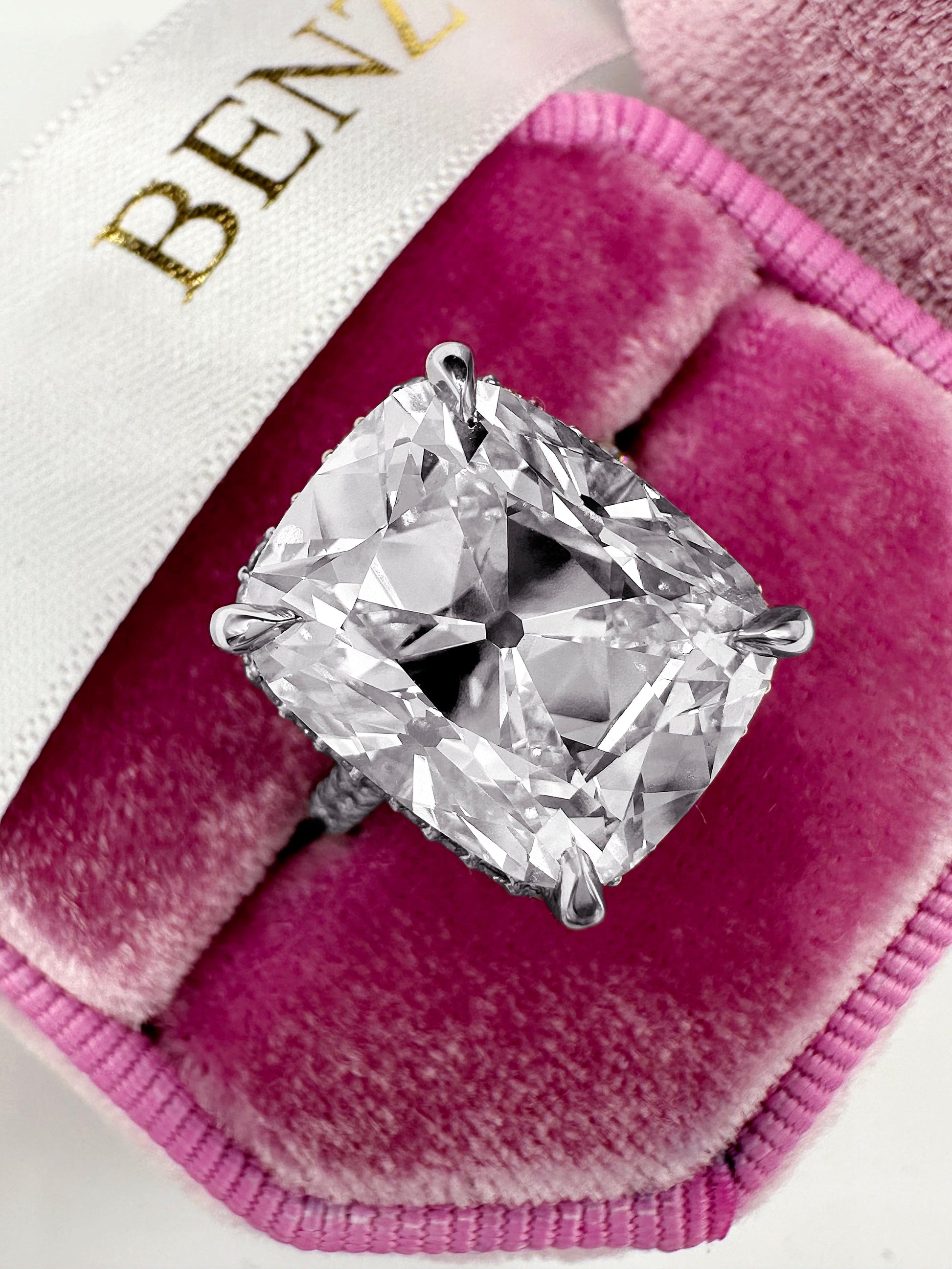 10ct Old Mine cut lab diamond halo engagement ring in white gold