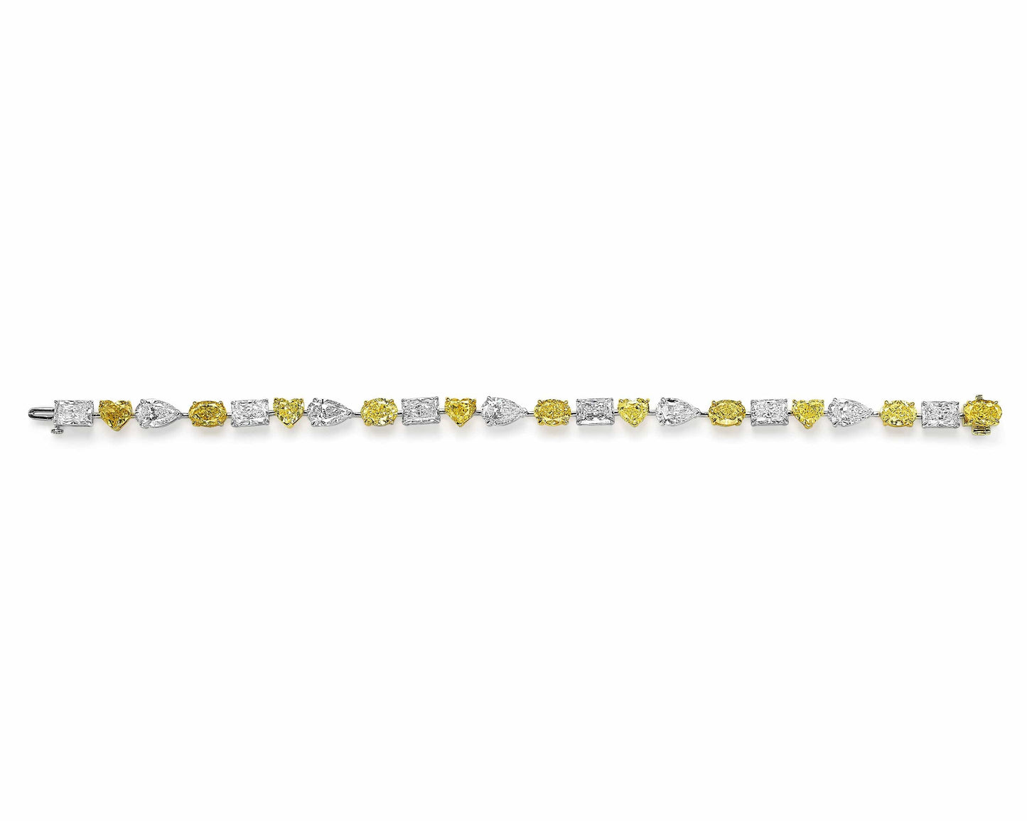 19.55ct Multi Shape Fancy Yellow and Colorless Diamond Tennis Bracelet