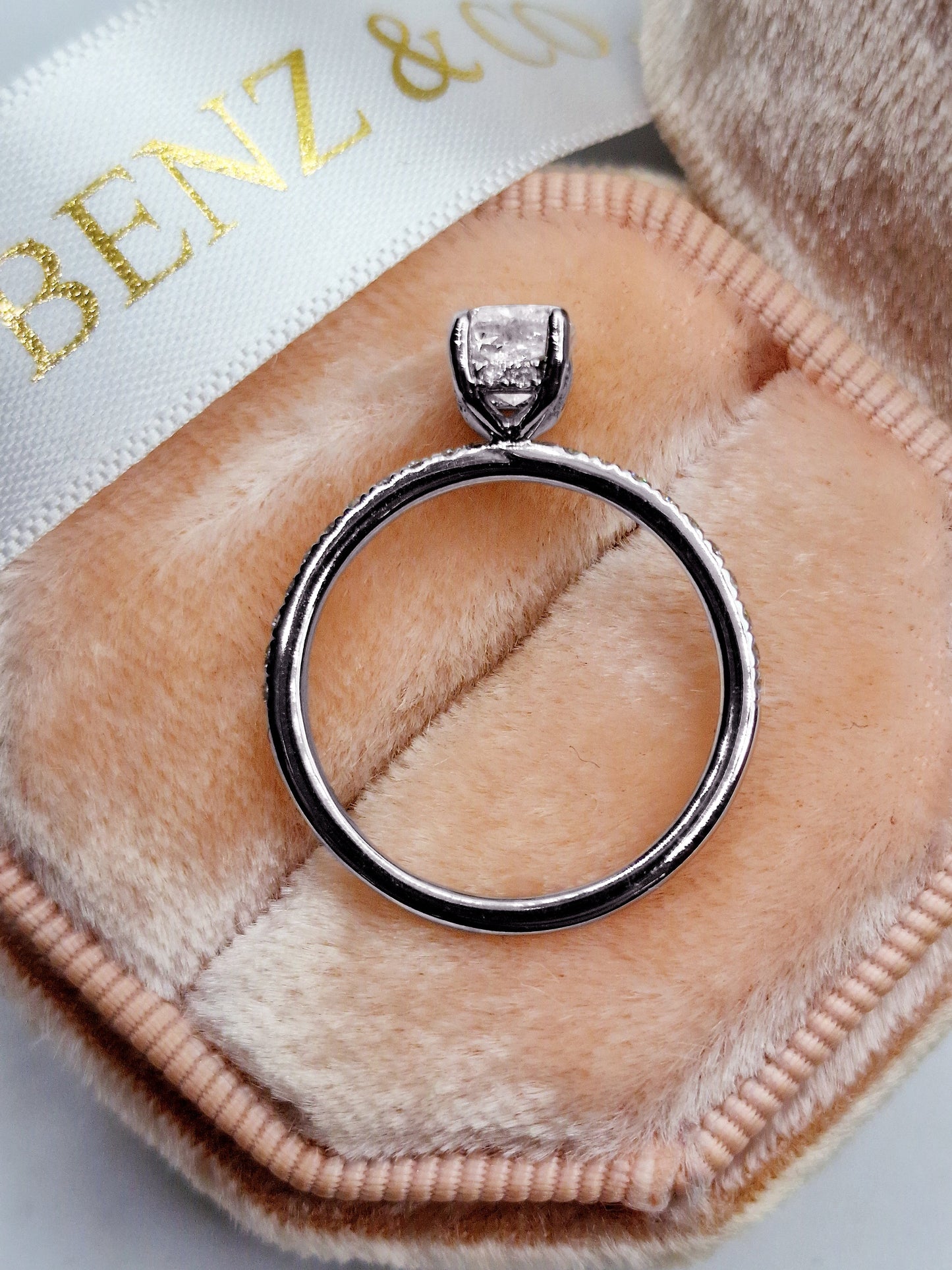 1ct elongated cushion diamond hidden halo engagement ring