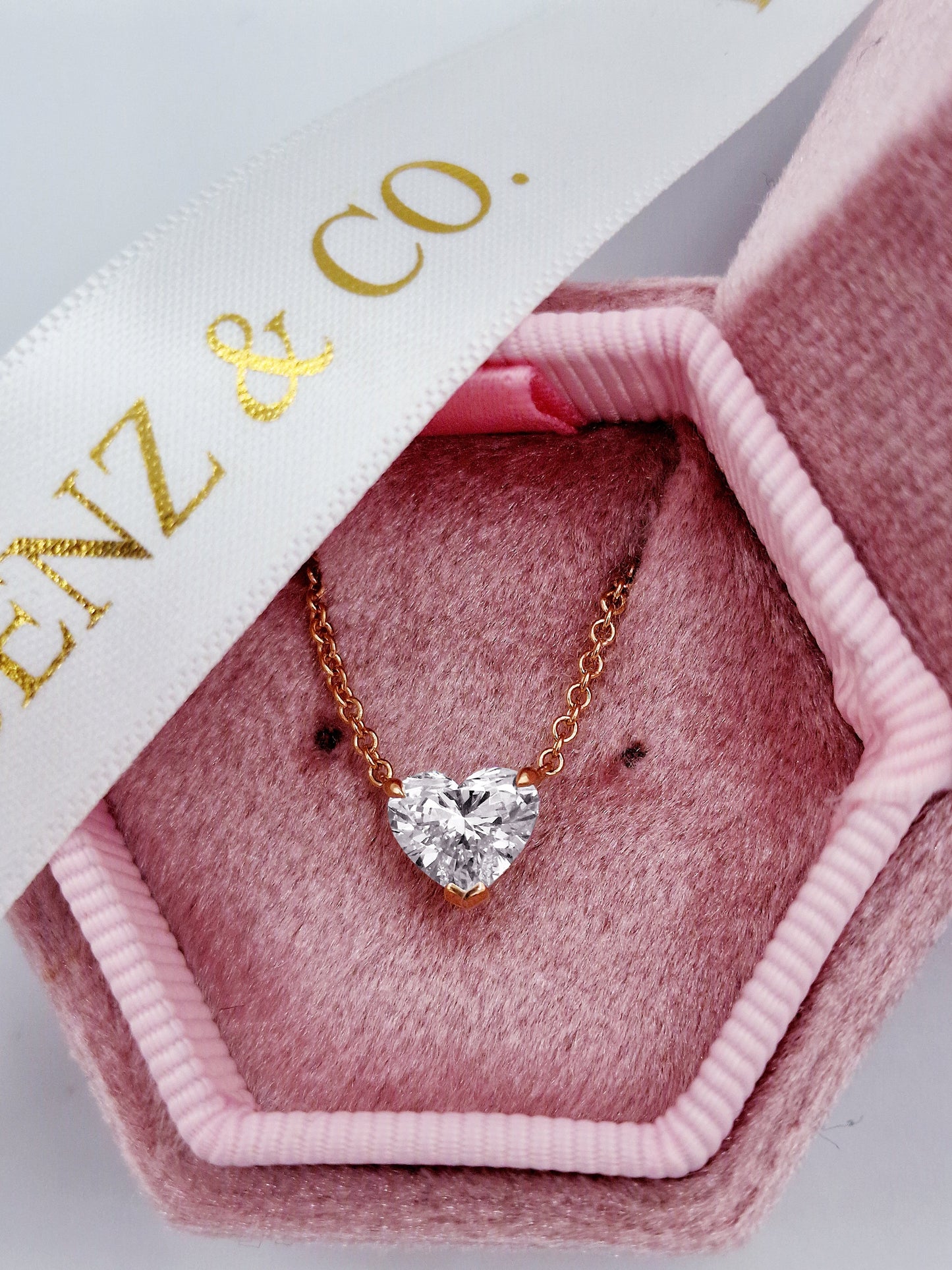 1ct Rose Gold Heart Diamond Pendant Necklace