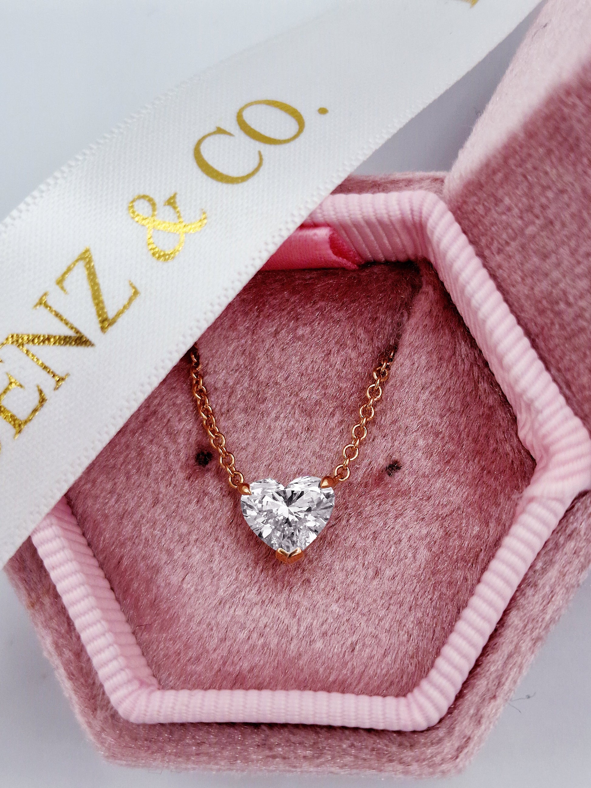 1ct Rose Gold Heart Diamond Pendant Necklace