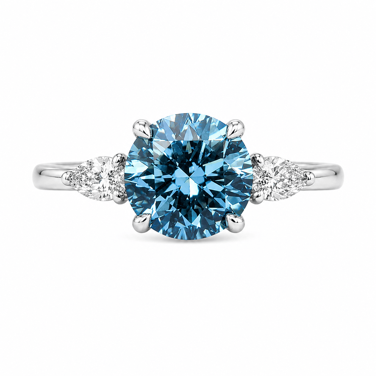 2.40ct Fancy Blue Lab Grown Diamond Three-Stone Engagement Ring
