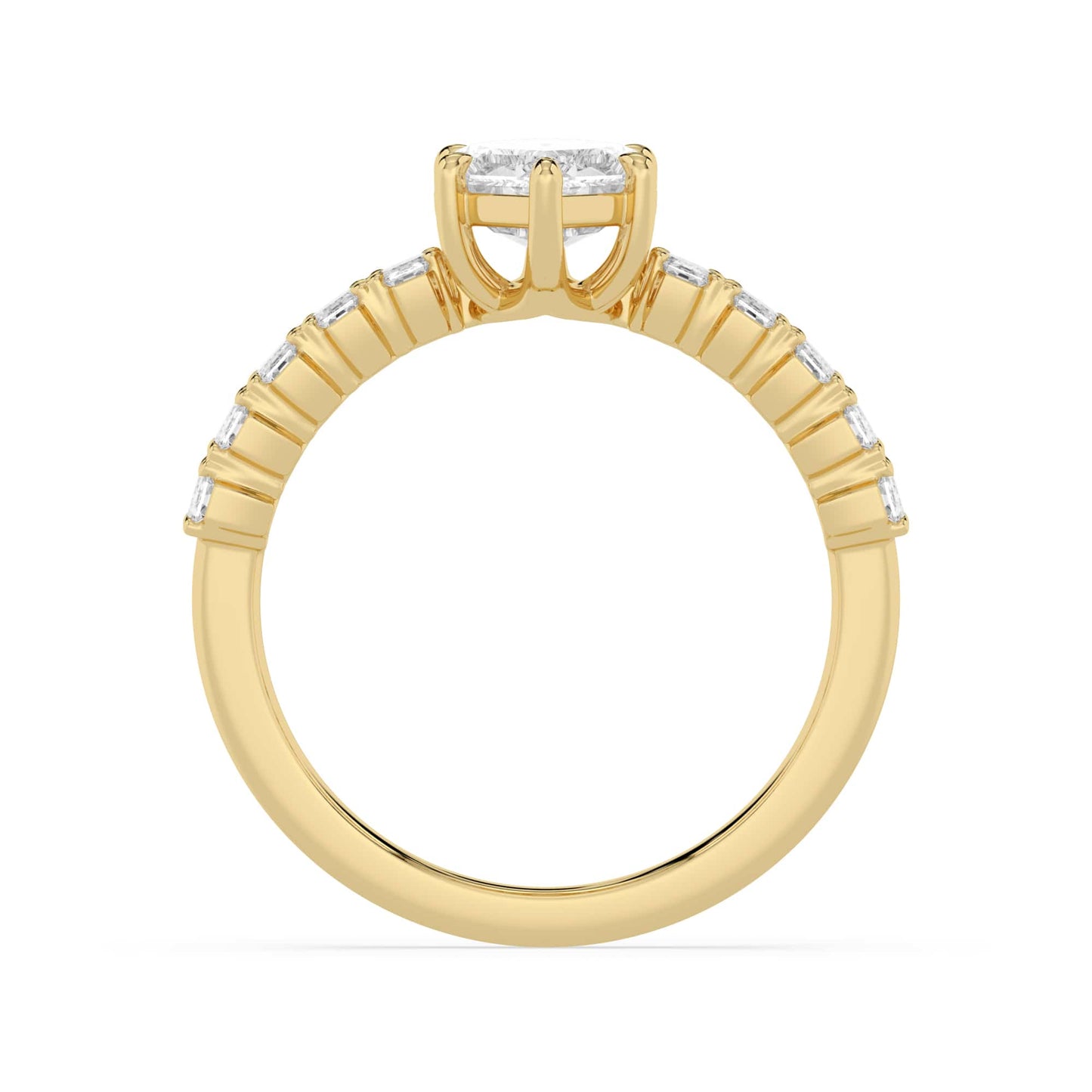 3.21 Carat Lab Grown Marquise Step Cut with Octagons Unique Diamond Engagement Ring Yellow Gold