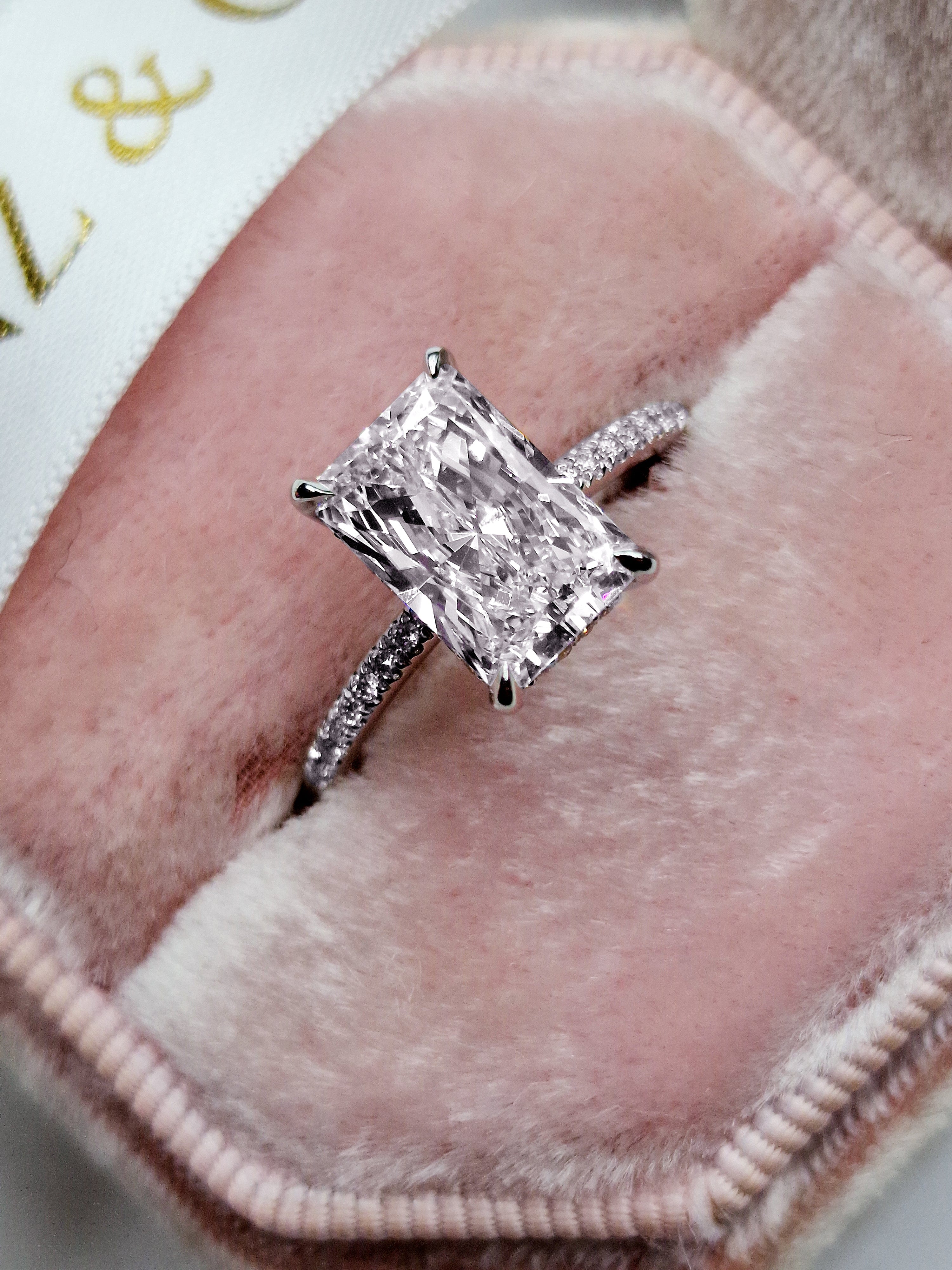 2.90 Carats Lab Grown Radiant Cut Diamond Engagement Ring