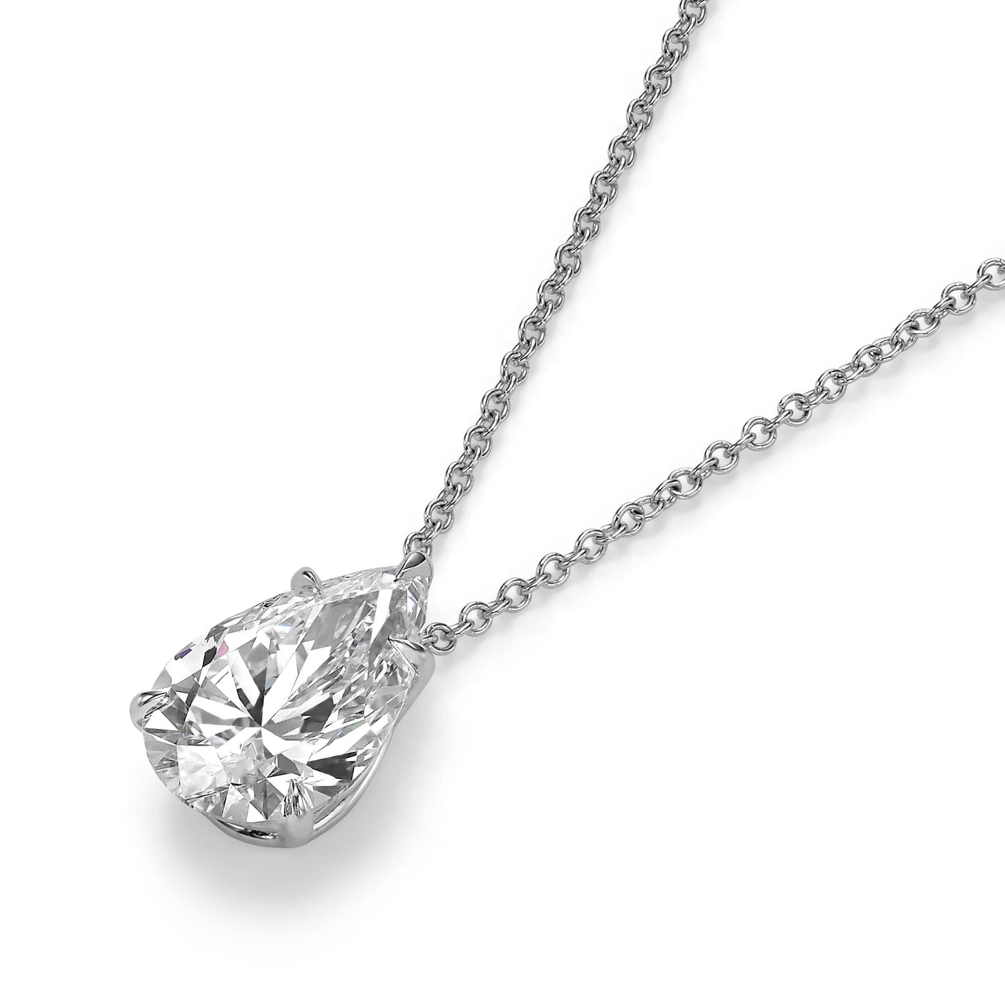 2ct Pear-shaped lab-grown diamond pendant necklace, side view