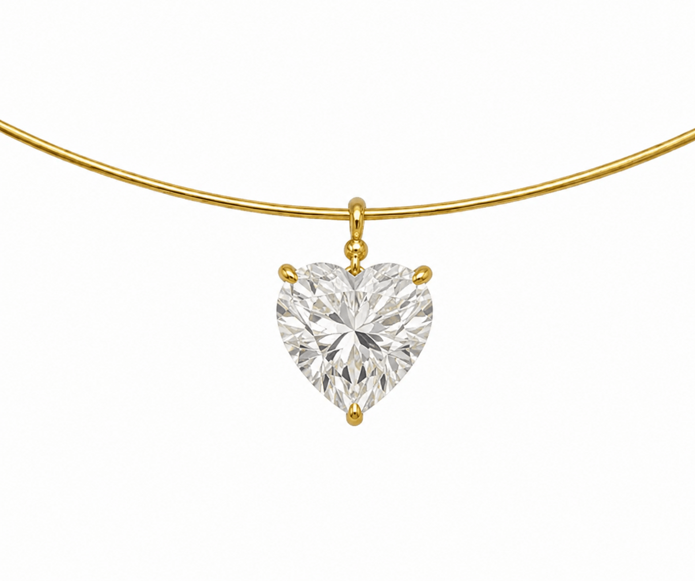 The Aura 2ct Heart Diamond Collar Necklace in 14K Yellow Gold