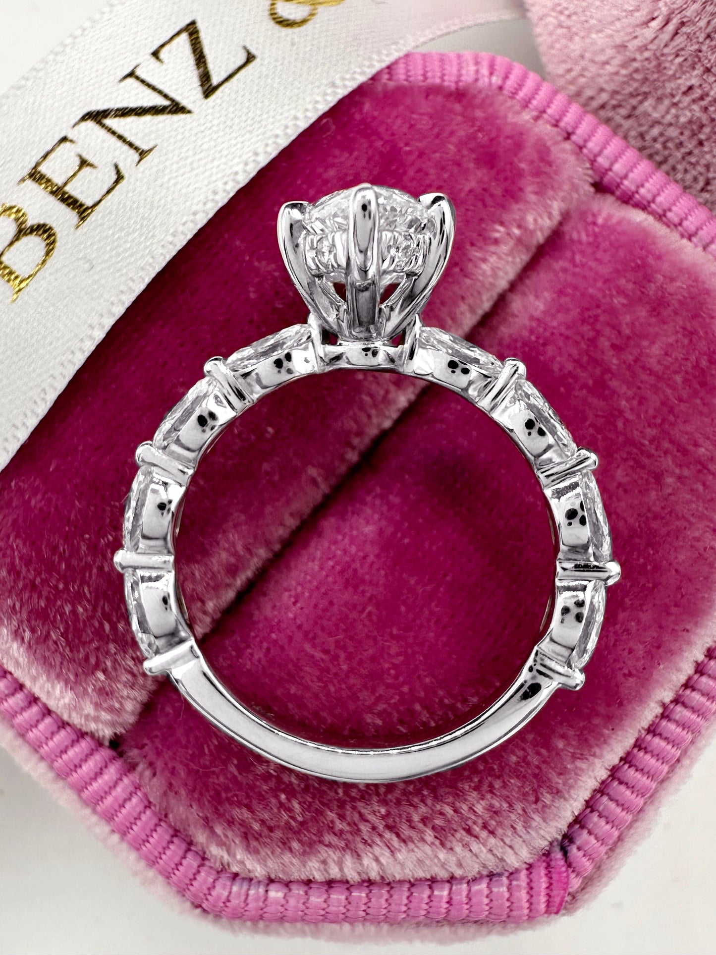 2ct Marquise diamond engagement ring with marquise side diamonds