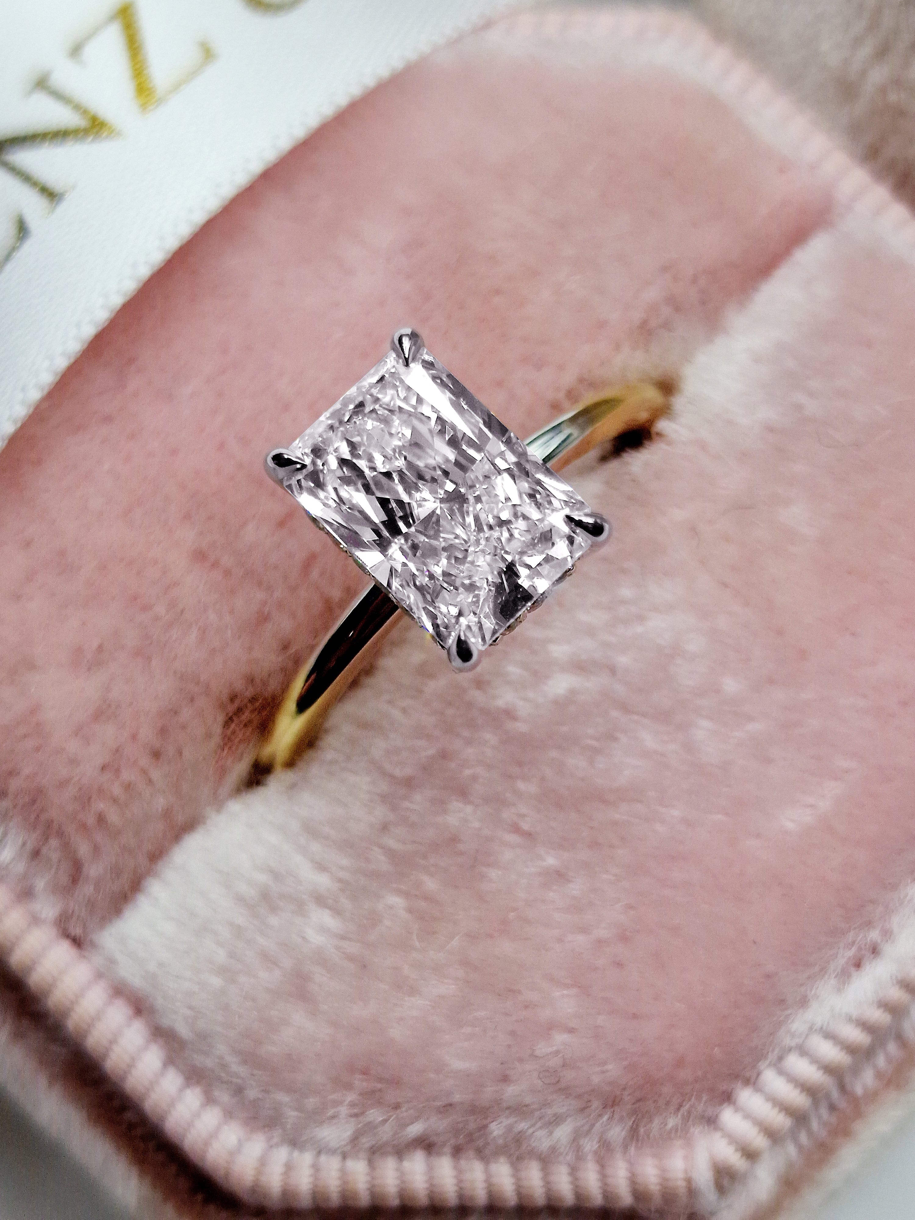 Lab Grown Radiant Cut Two Tone Solitaire Engagement Ring