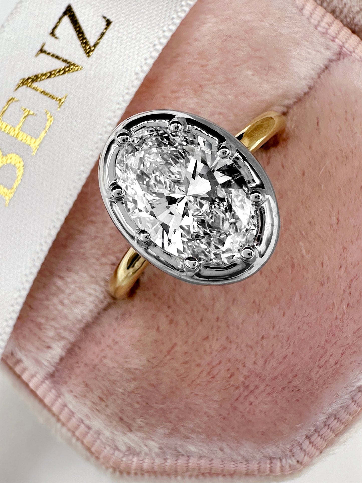 2ct Oval Lab Grown Diamond Engagement Ring in Yellow & White Gold