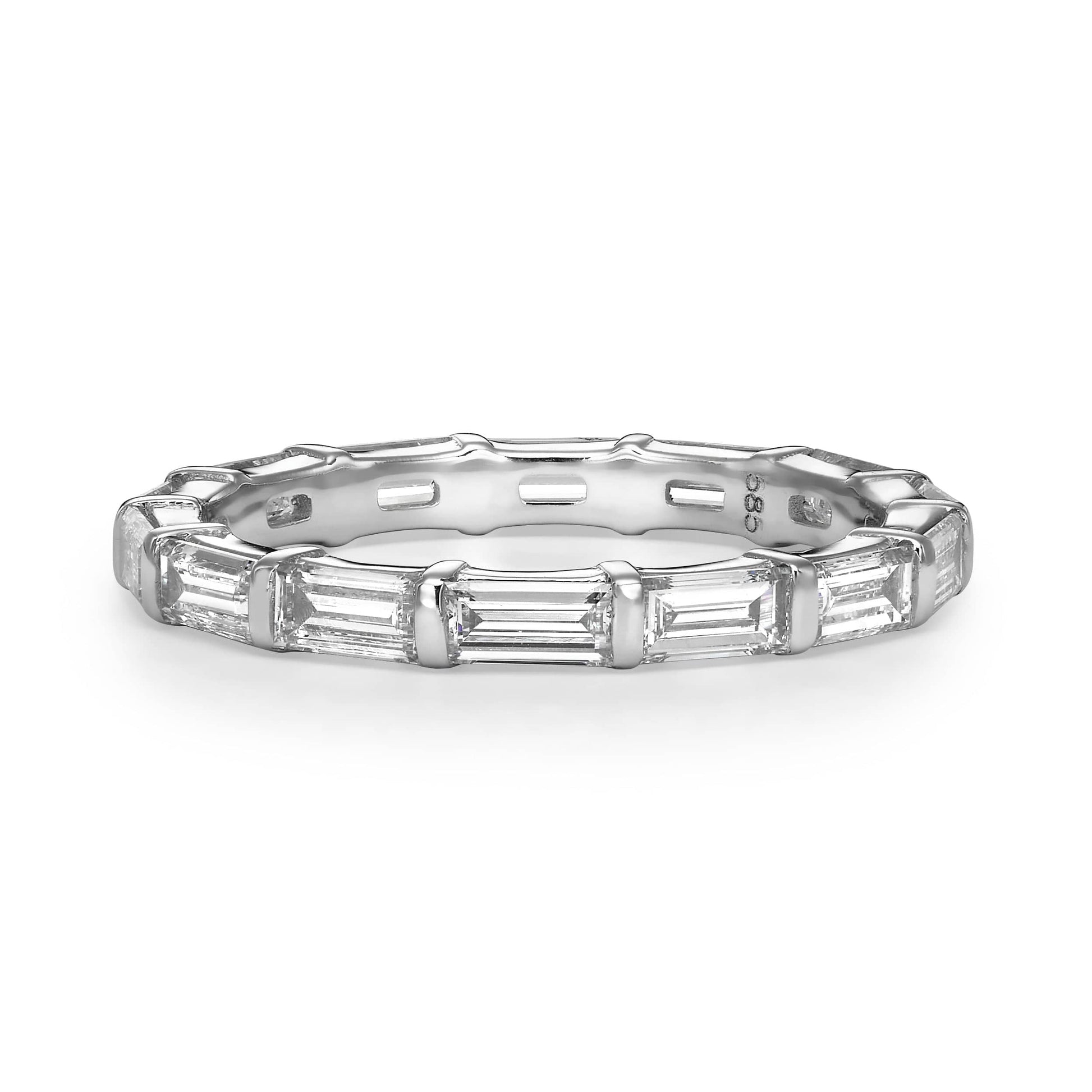 2ct baguette eternity band, 14k white gold, lab grown diamonds