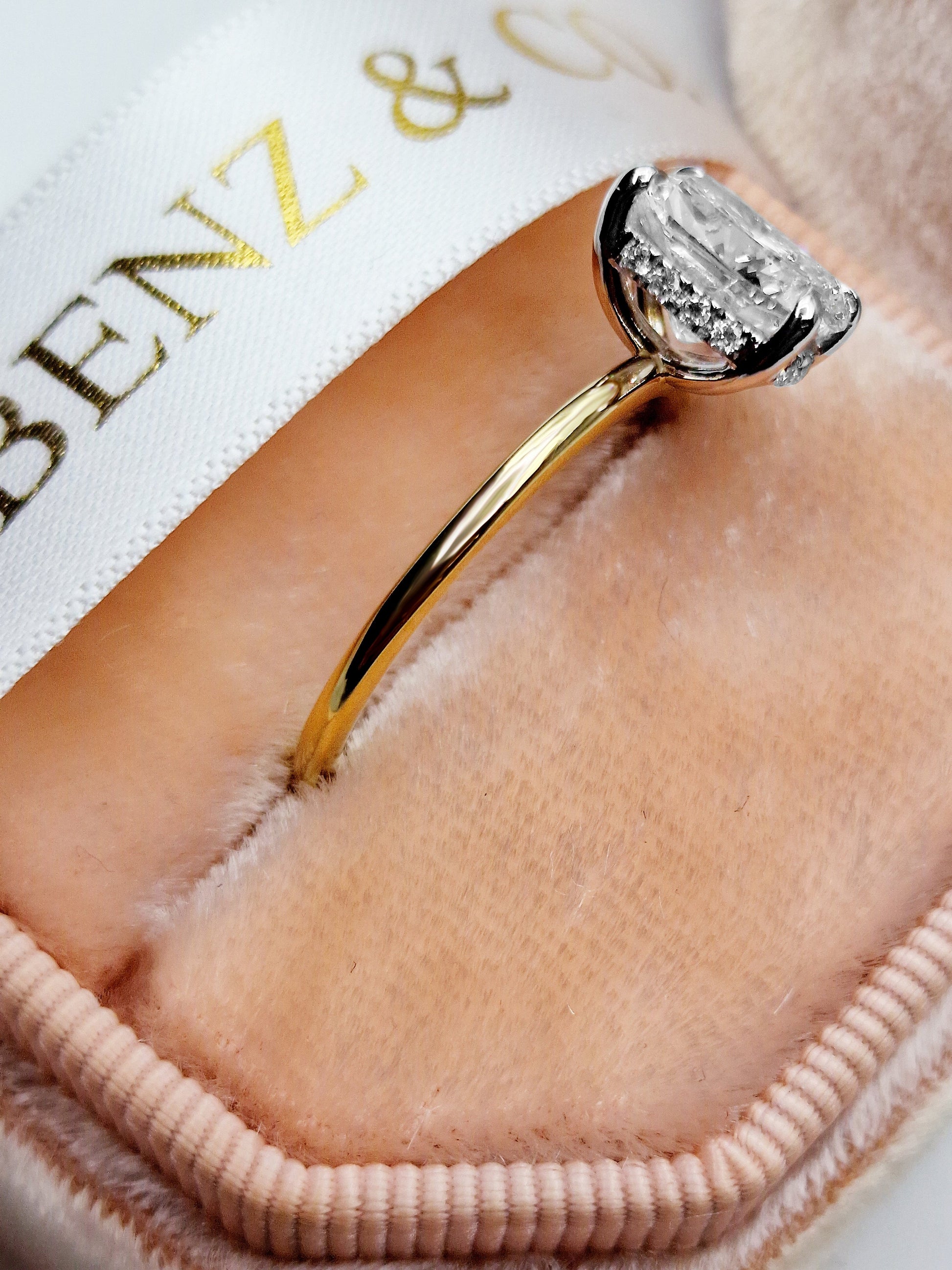 2ct Elongated Cushion Cut Diamond Solitaire Ring in Yellow Gold