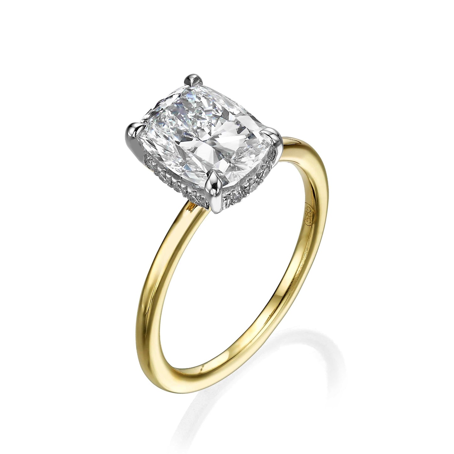 2ct Elongated Cushion Cut Diamond Solitaire Ring in Yellow Gold