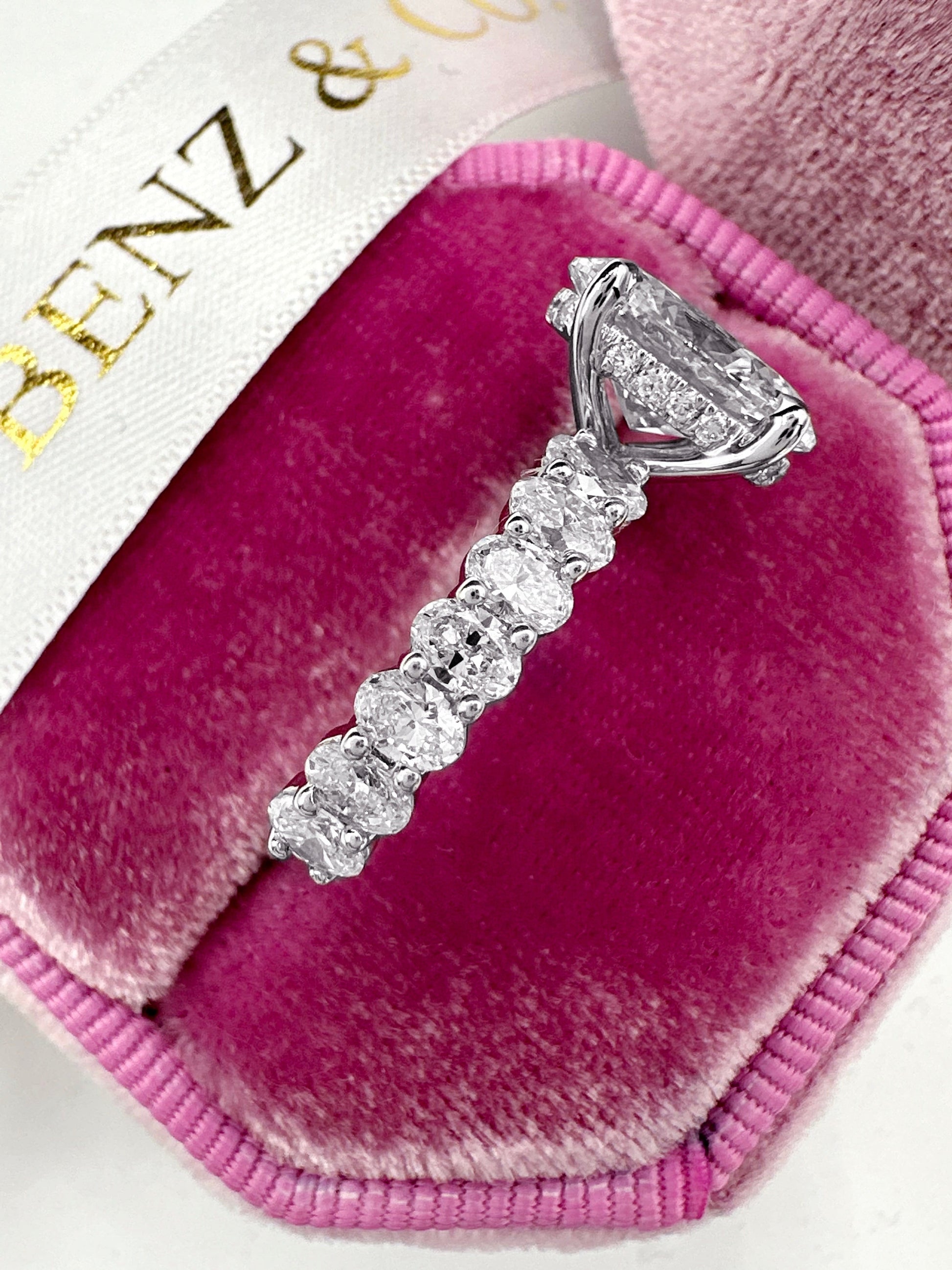 2ct oval lab grown diamond ring with halo and oval shank