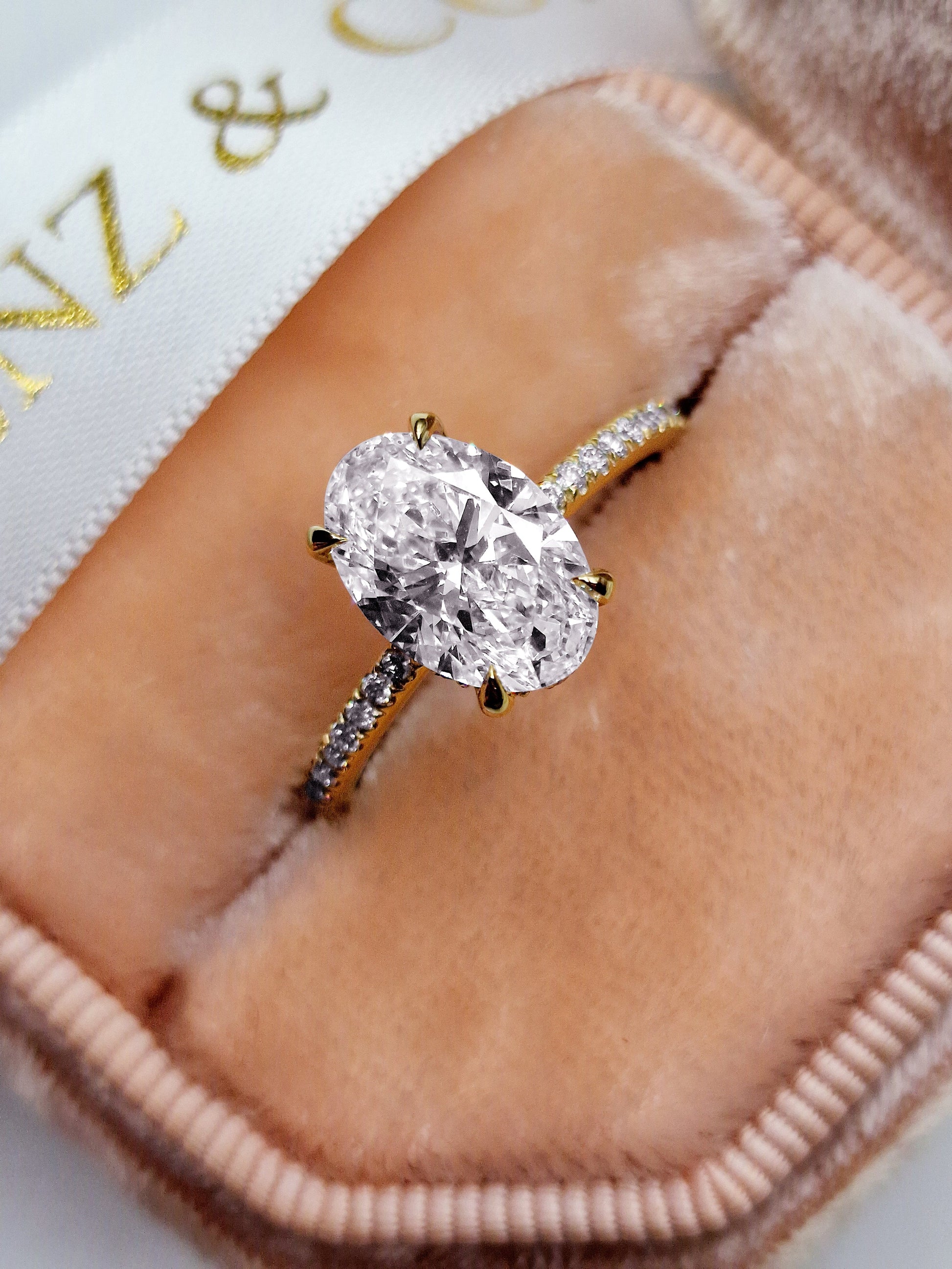 2ct Oval Hidden Halo Diamond Ring in Yellow Gold