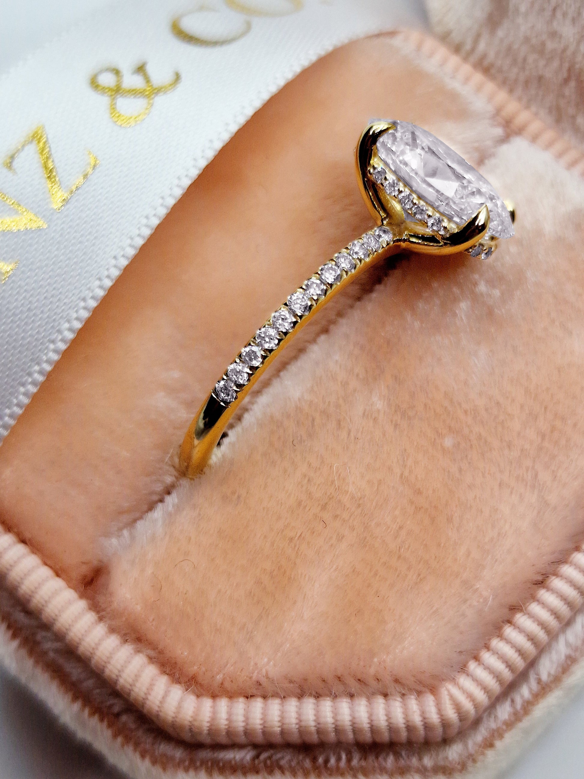 2ct Oval Hidden Halo Diamond Ring in Yellow Gold
