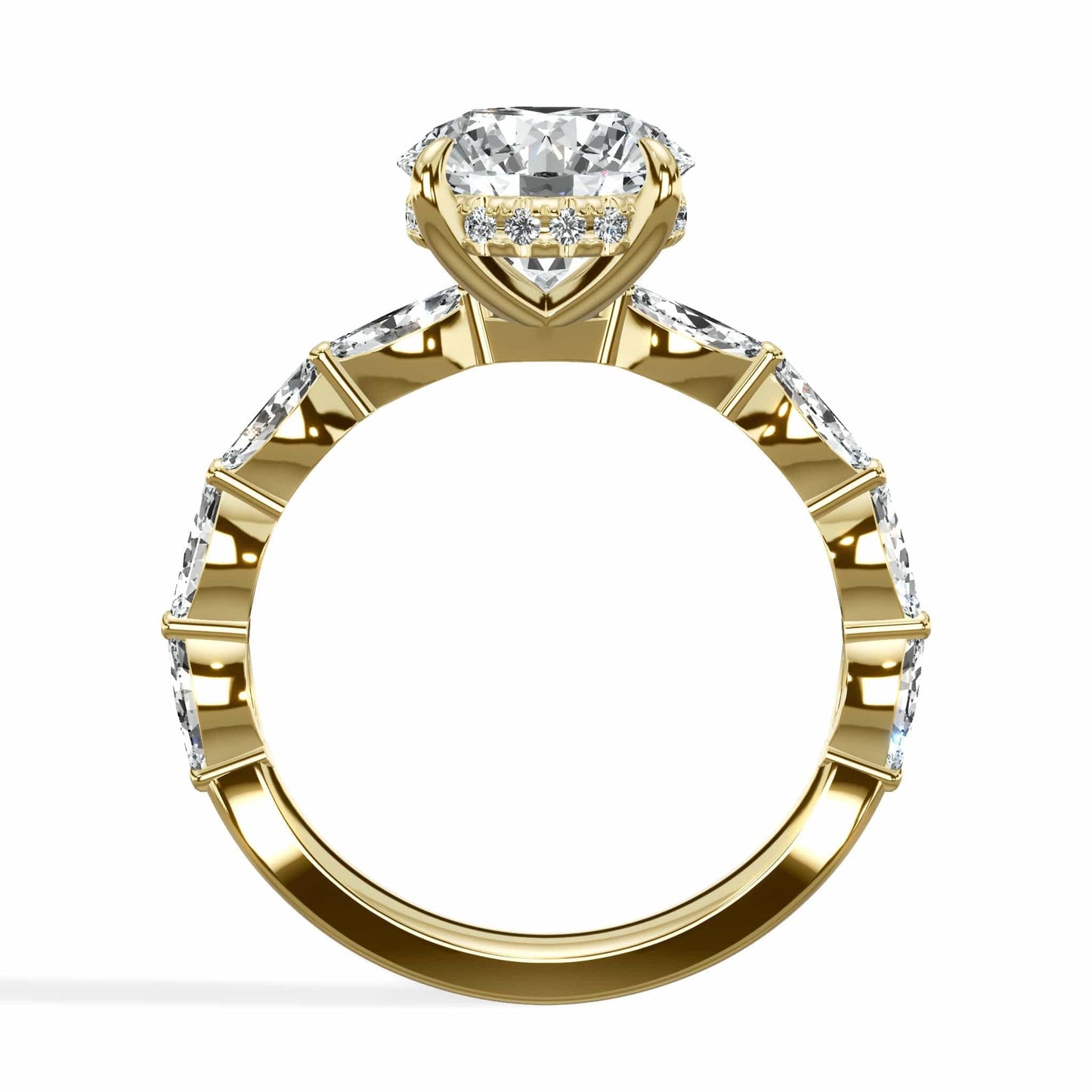 2ct round lab diamond engagement ring with marquise band