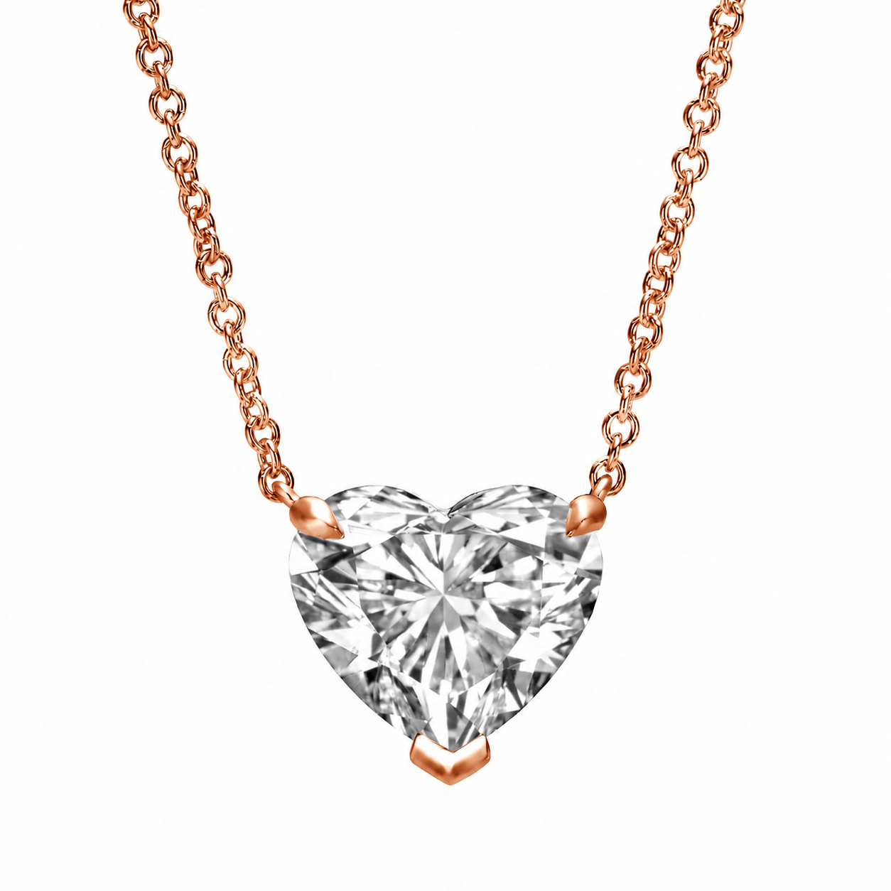 3 Carat Lab Grown Heart Shape Diamond Solitaire Pendant Necklace