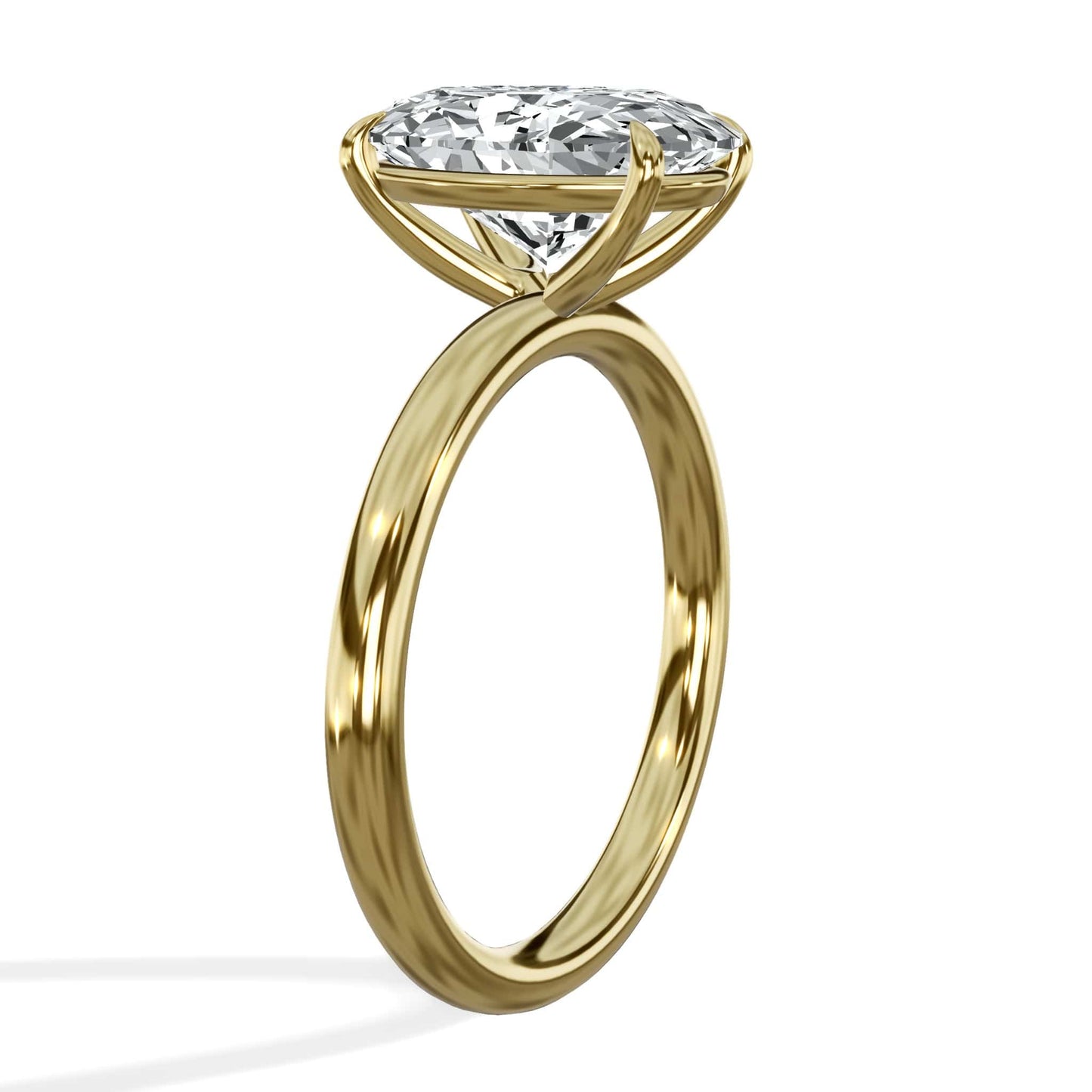 3 Carat Lab Grown Oval Cut Diamond Solitaire Engagement Ring Yellow Gold