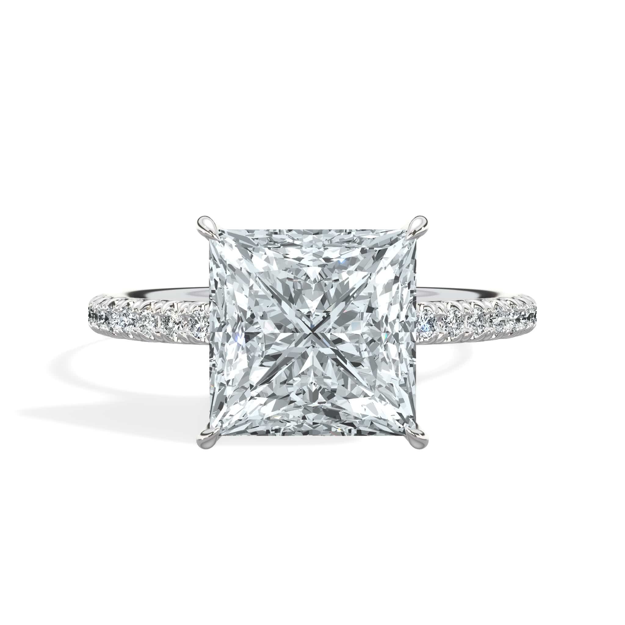 3 Carat Princess Cut Diamond Engagement Ring with Hidden Halo