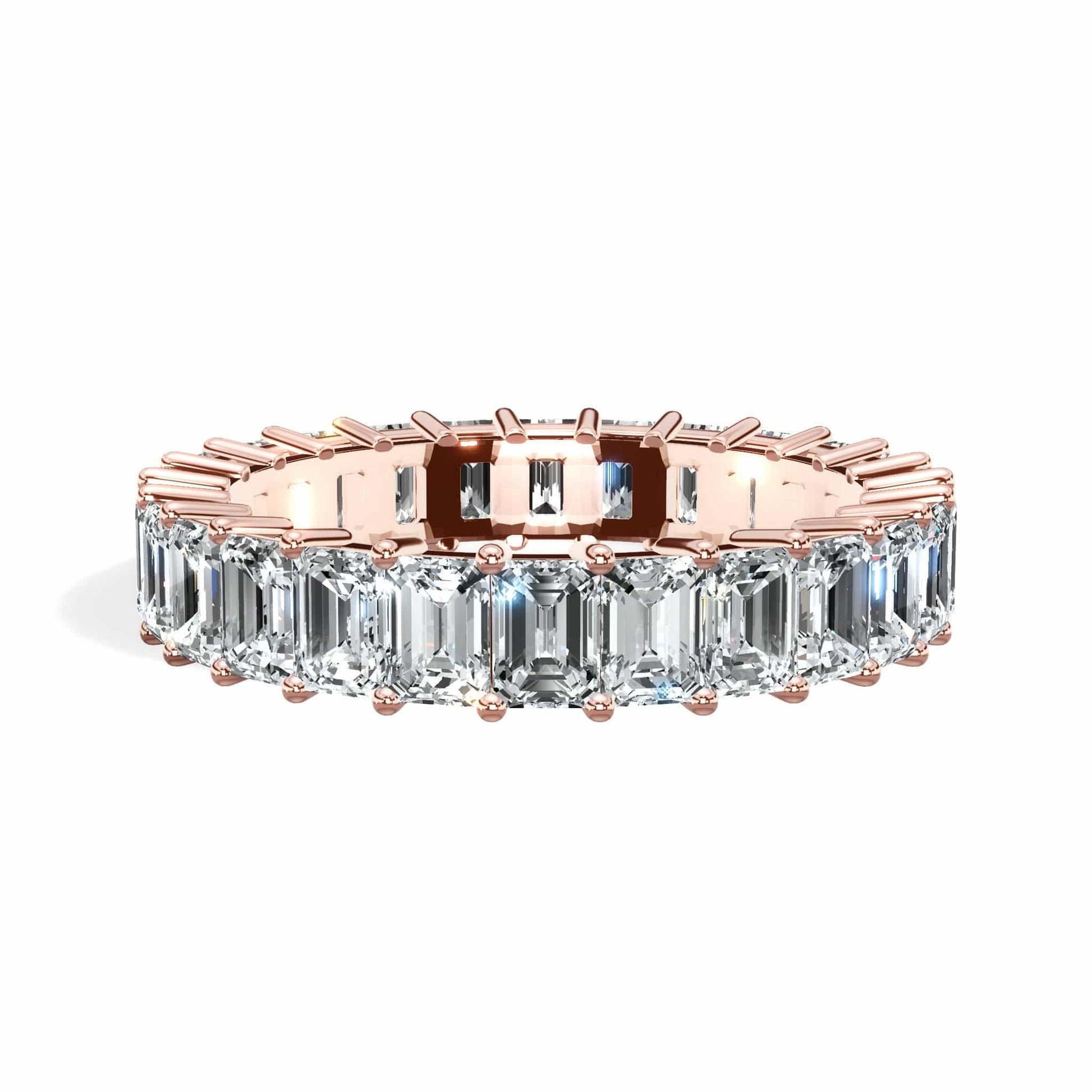 3 Carat Emerald Cut Diamond Eternity Band in Rose Gold
