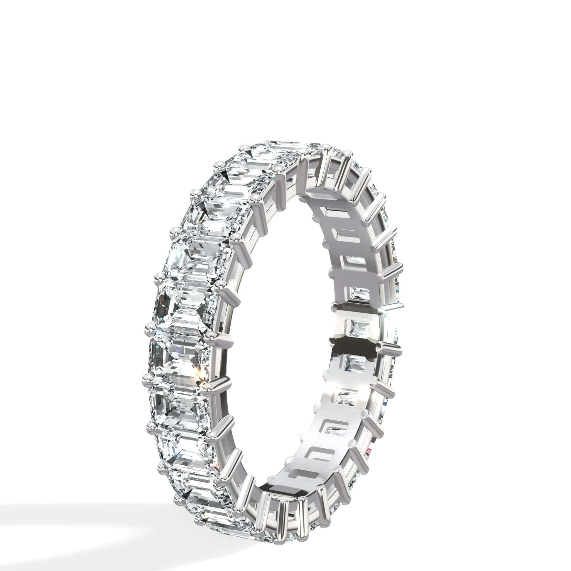 3 Carat Emerald Cut Diamond Eternity Band in White Gold or Platinum