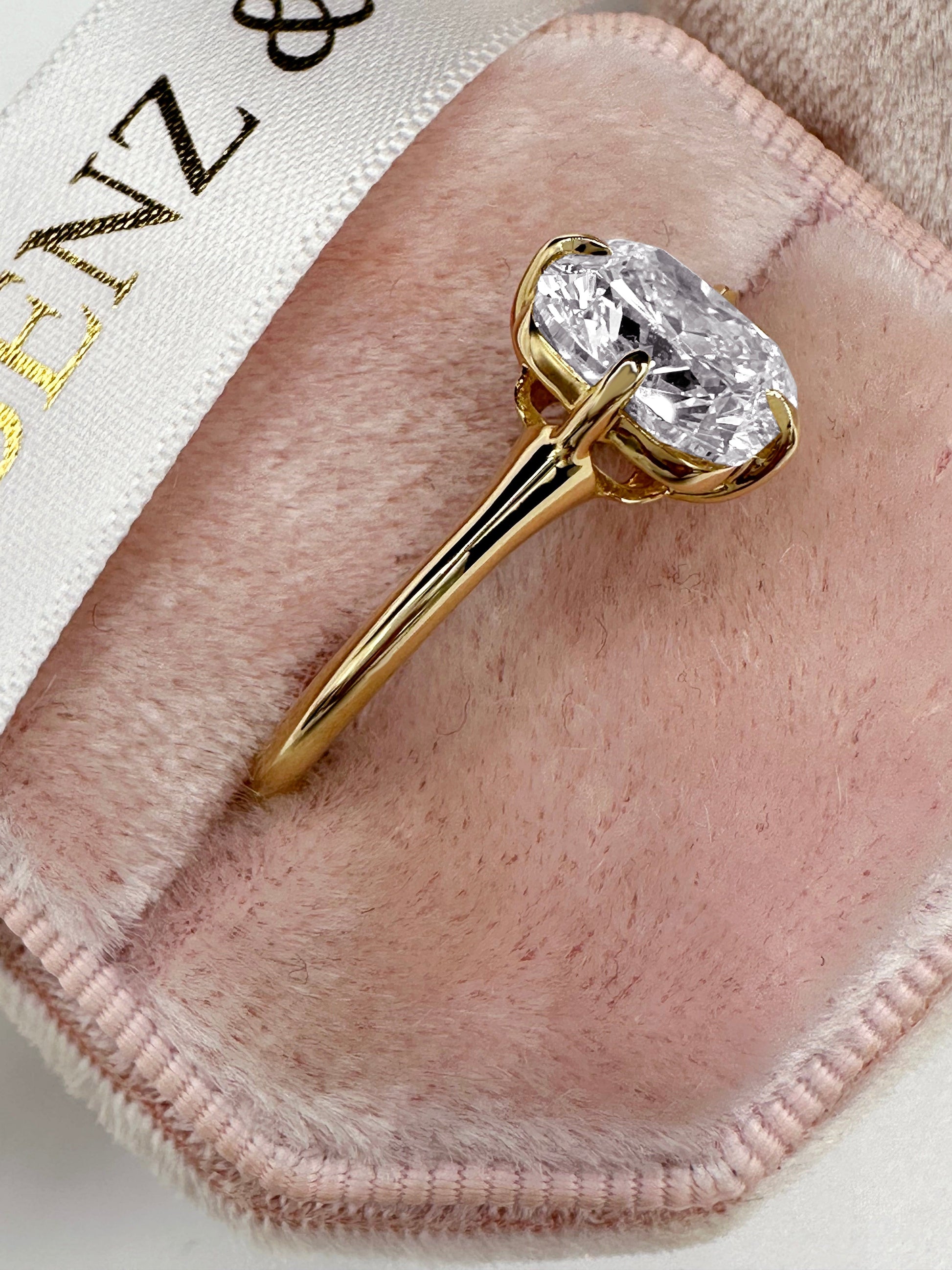 3 CT Square Cushion Diamond Ring in 14K Yellow Gold
