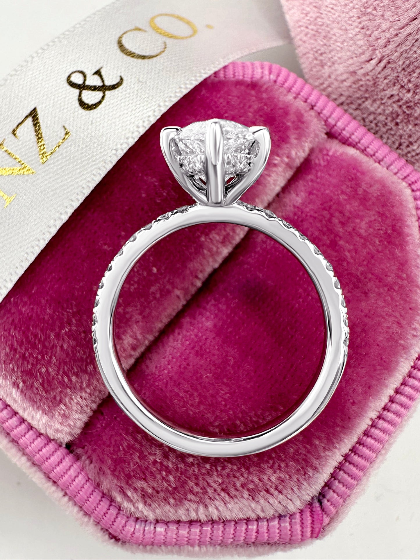 3ct Marquise diamond hidden halo engagement ring