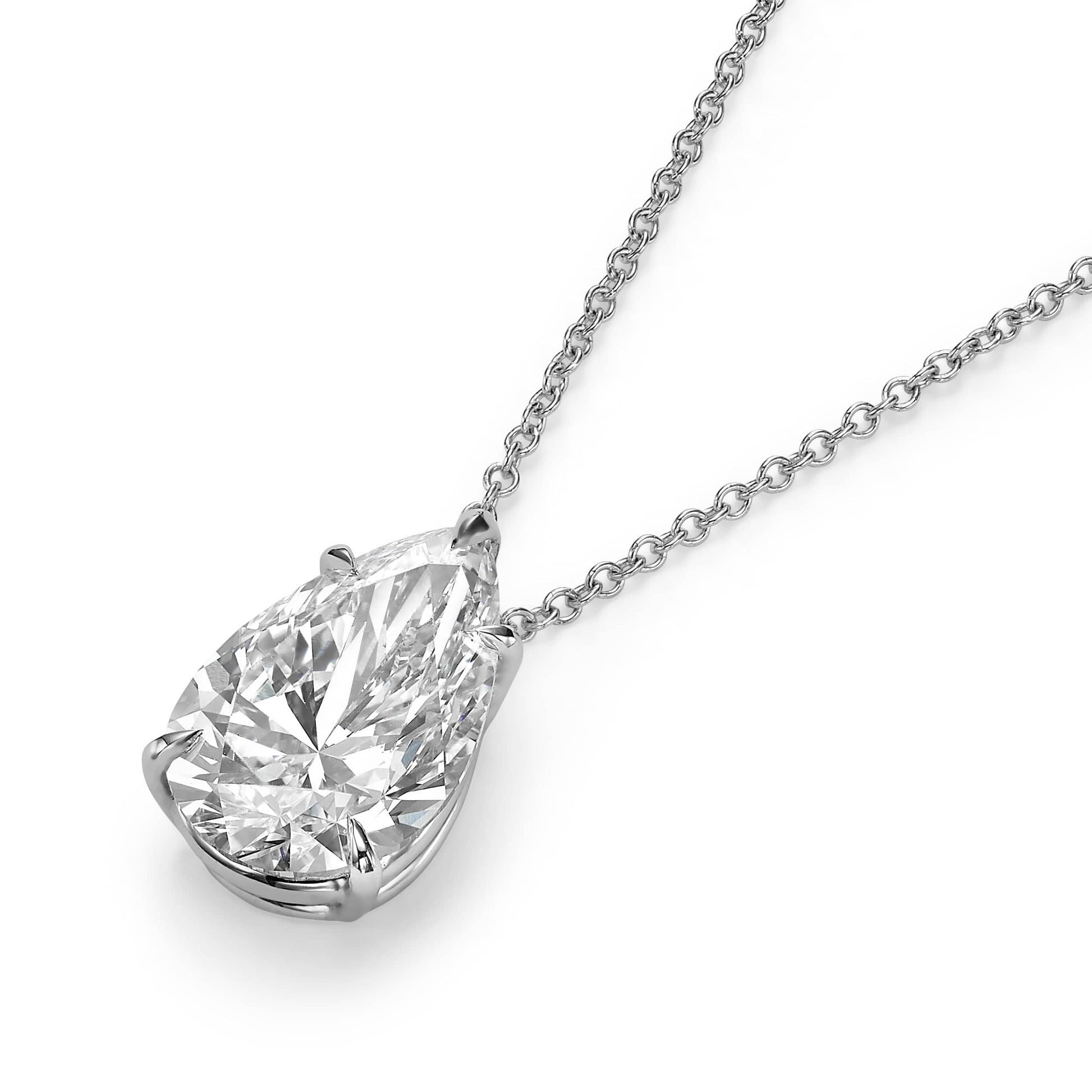 3ct Pear-Shaped Lab Grown Diamond Pendant Necklace - Side View