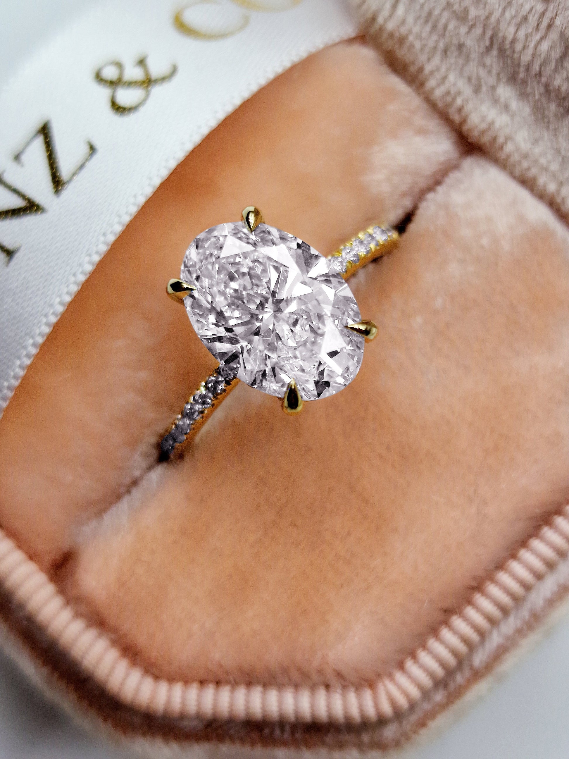 3ct Oval Hidden Halo Diamond Ring in Yellow Gold