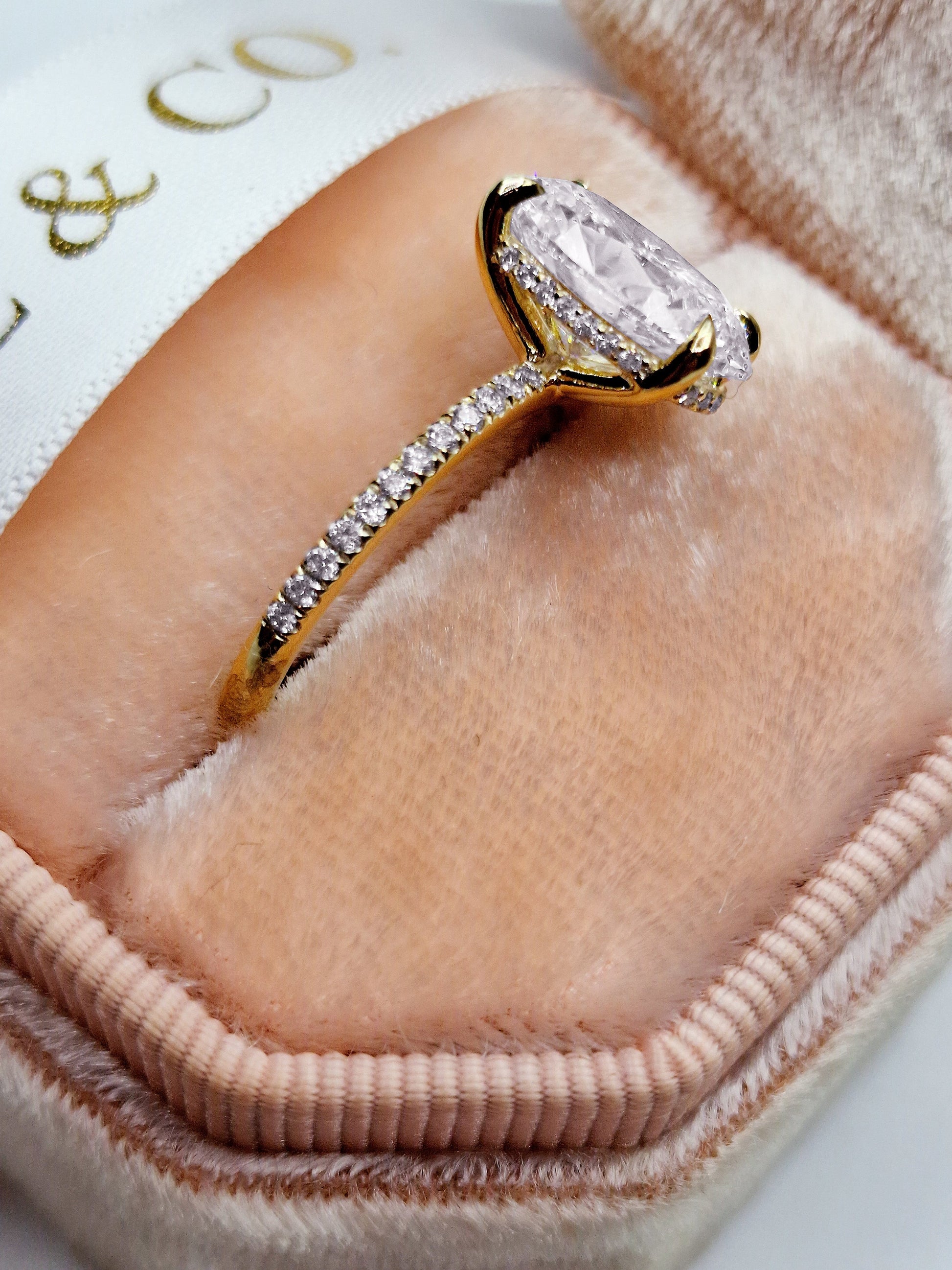 3ct Oval Hidden Halo Diamond Ring in Yellow Gold