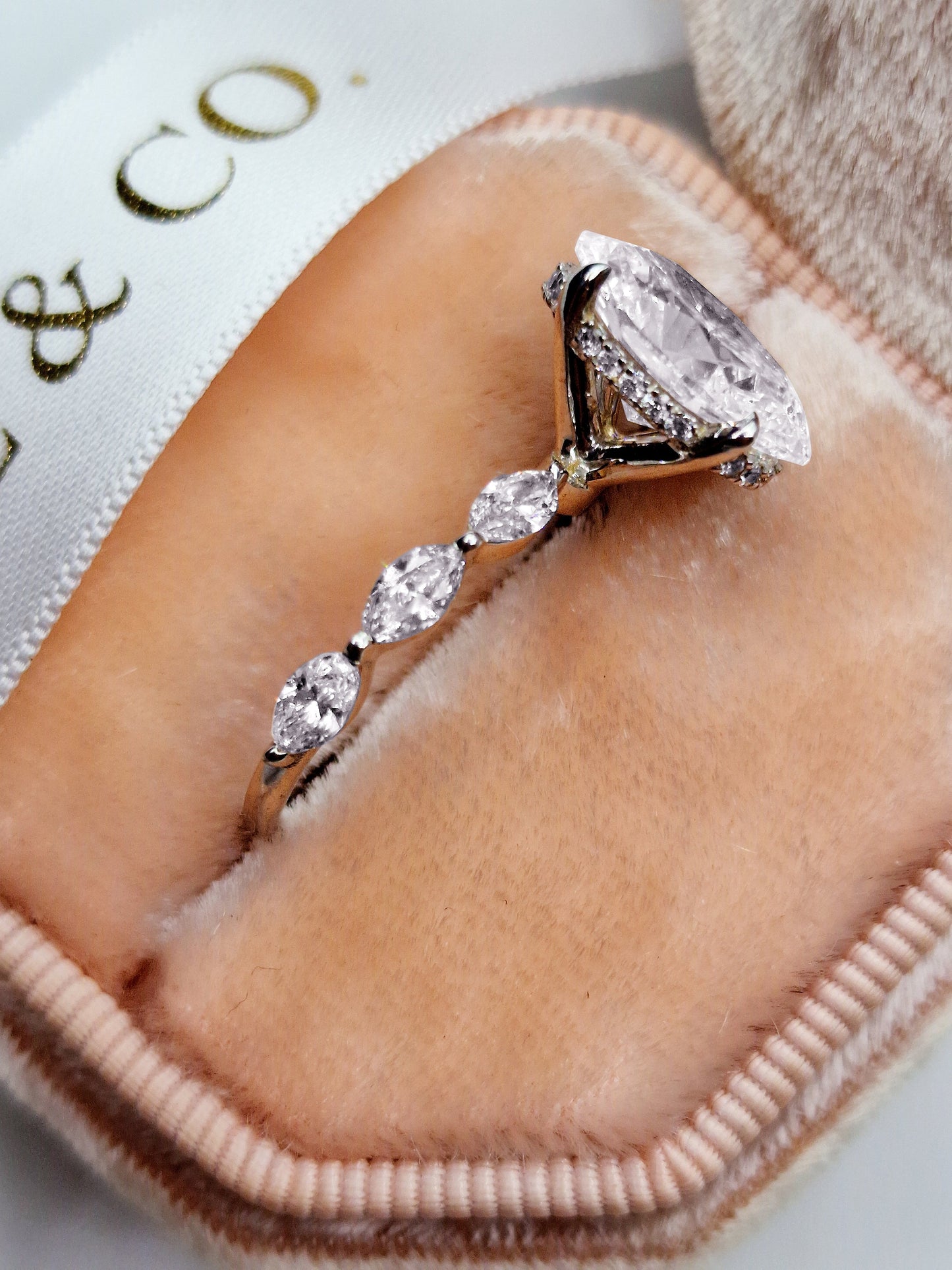3ct Oval & Marquise Diamond Band Ring in White Gold