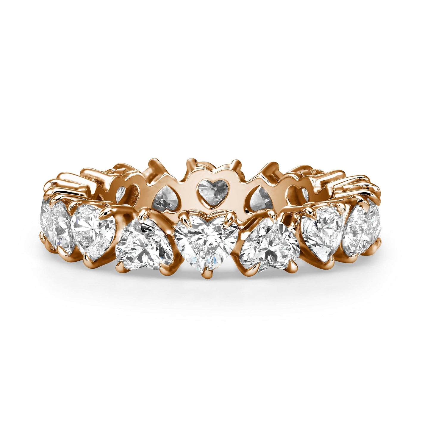 4 Carat Heart-Shaped Lab Grown Diamond Eternity Band in Rose Gold