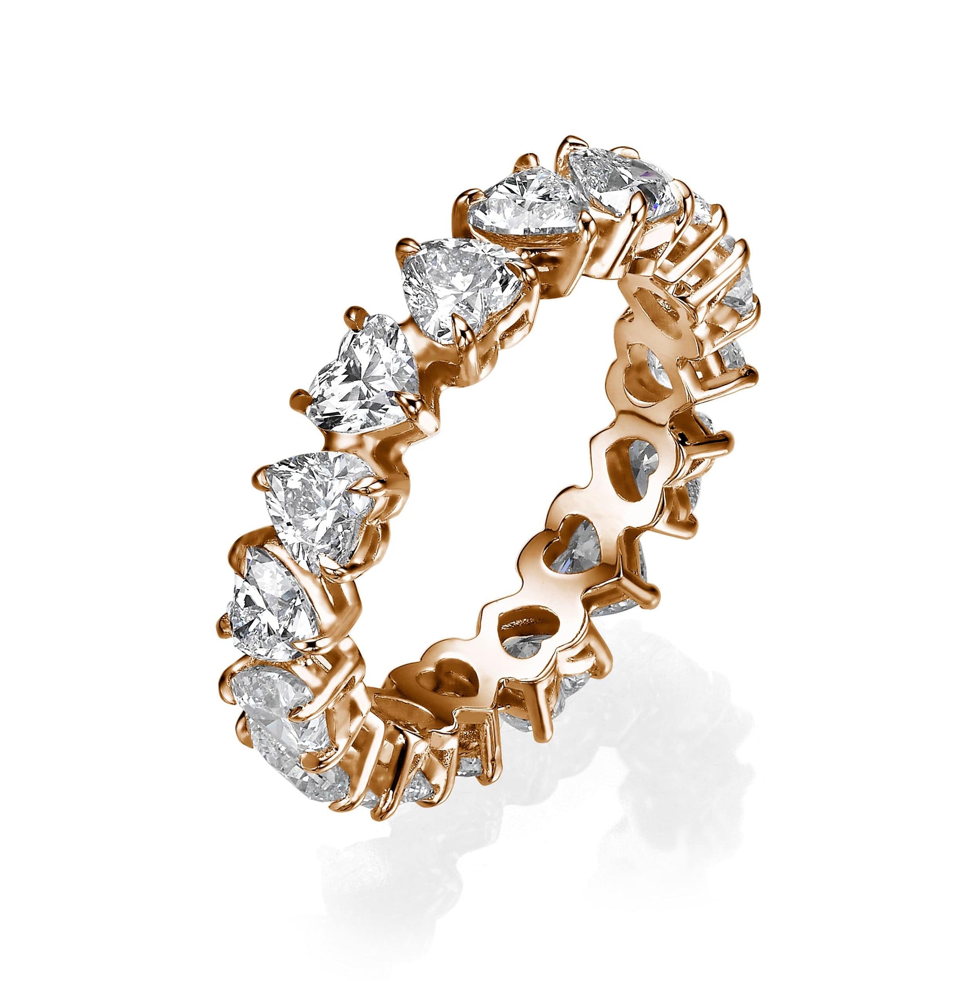 4 Carat Heart-Shaped Lab Grown Diamond Eternity Band in Rose Gold