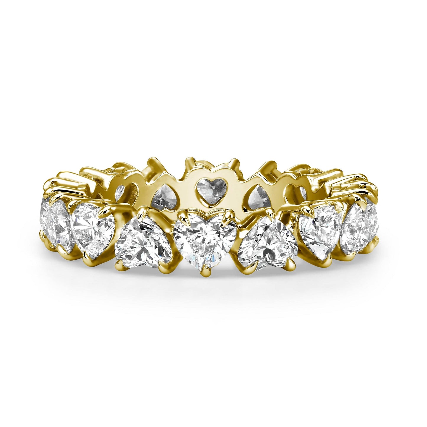 4 Carat Heart-Shaped Lab Grown Diamond Eternity Band in Yellow Gold
