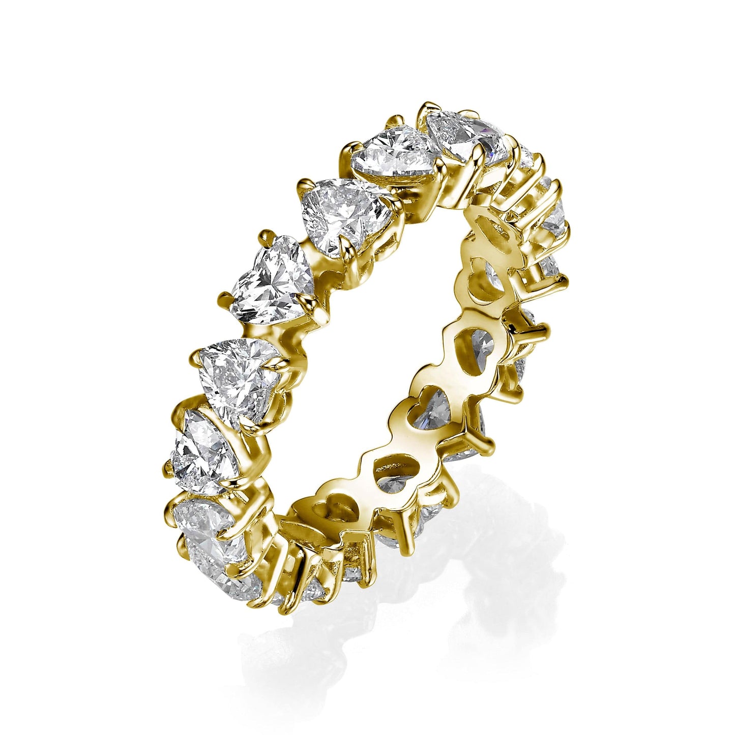4 Carat Heart-Shaped Lab Grown Diamond Eternity Band in Yellow Gold