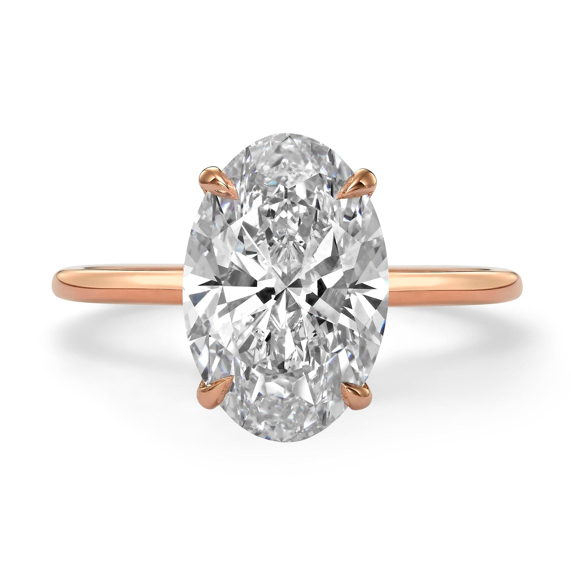 4ct Oval Cut Diamond Solitaire Rose Gold Engagement Ring
