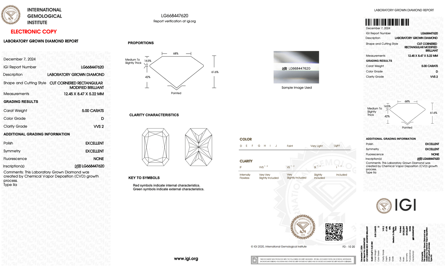 Diamond grading report with diagrams.
