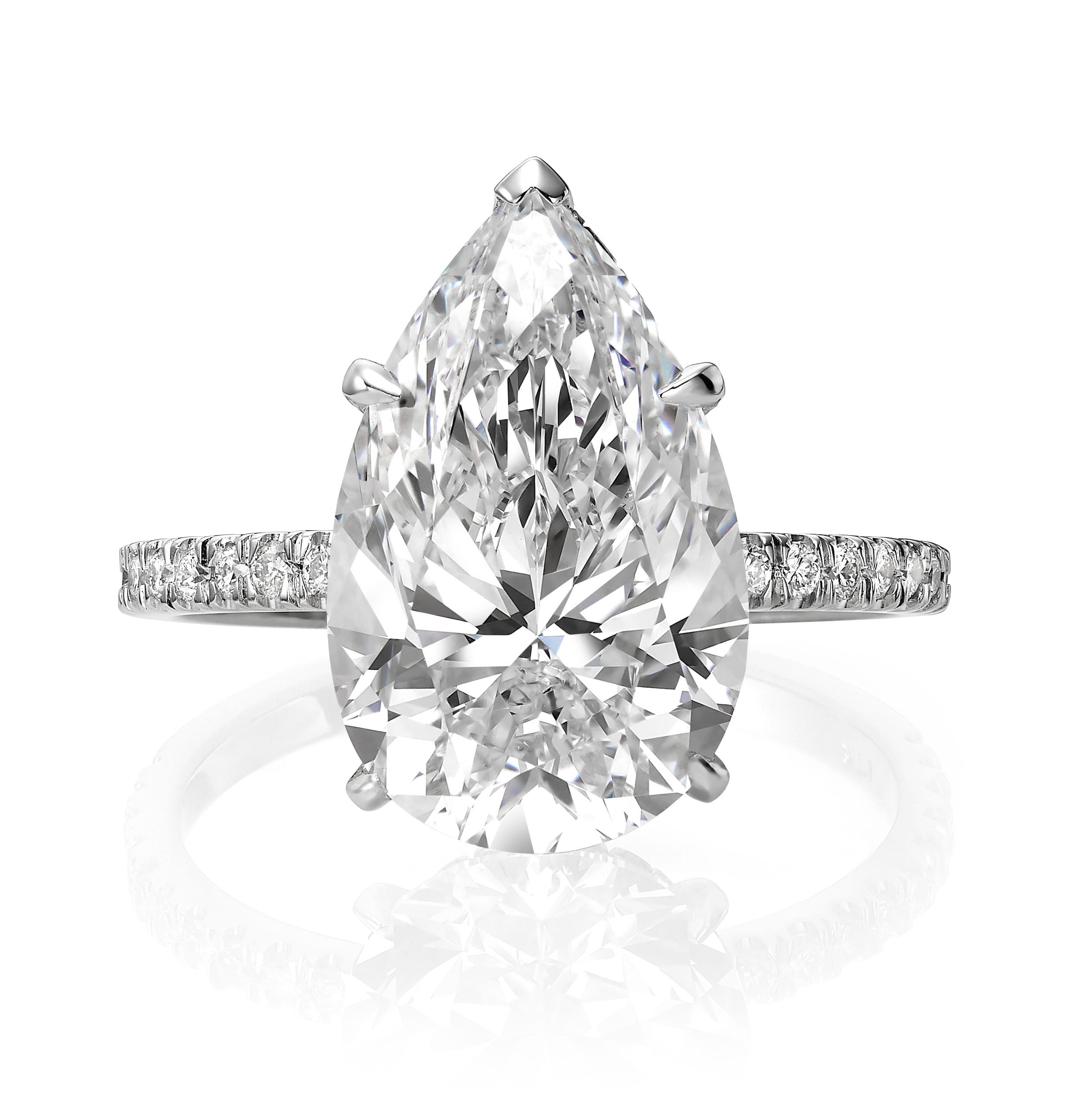 5 Carat Pear Shaped Lab Grown Diamond Hidden Halo Engagement Ring