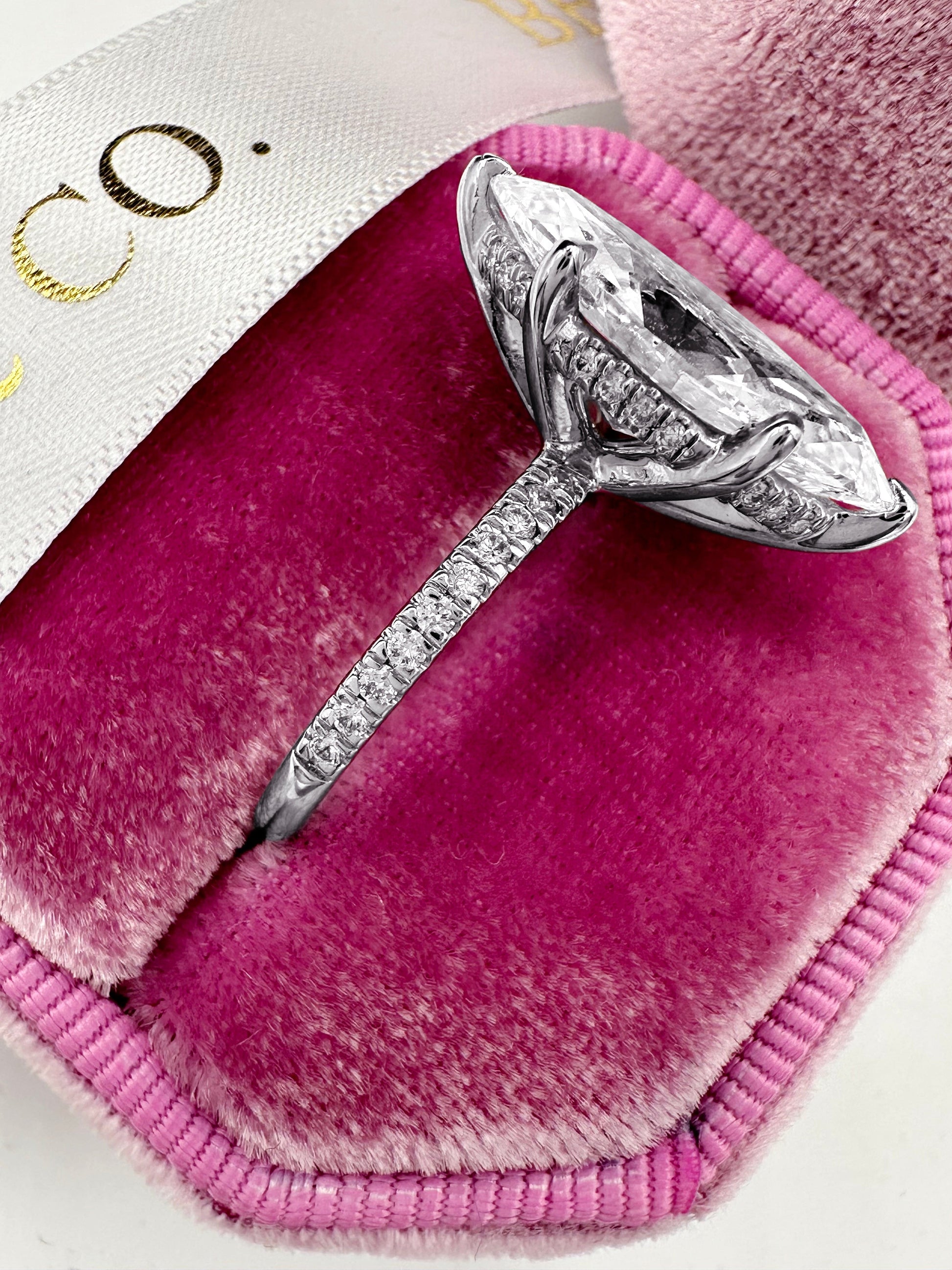 5ct marquise diamond halo engagement ring in white gold