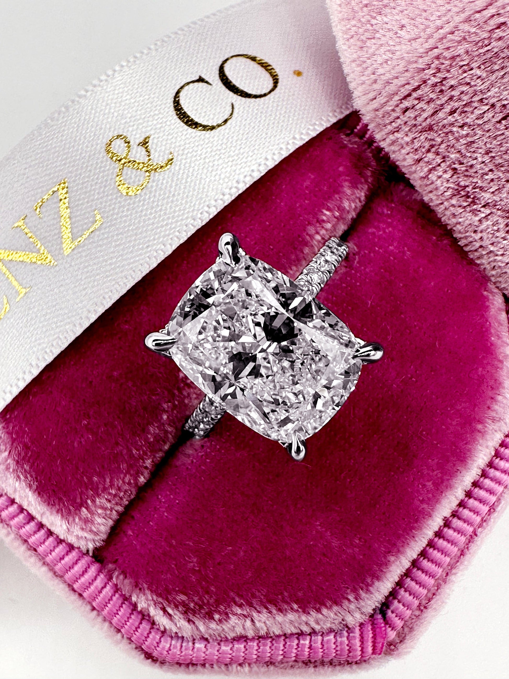 5ct elongated cushion cut lab diamond engagement ring in white gold